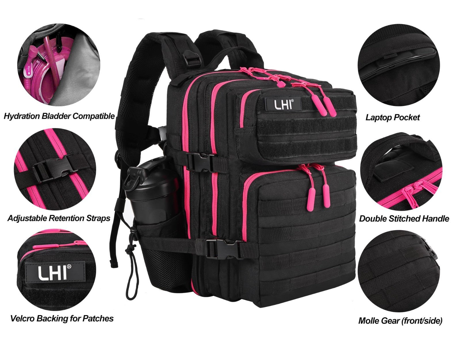 Tactical Military Backpack 25L/35L Army Assault Pack Rucksack with Water Bottle4