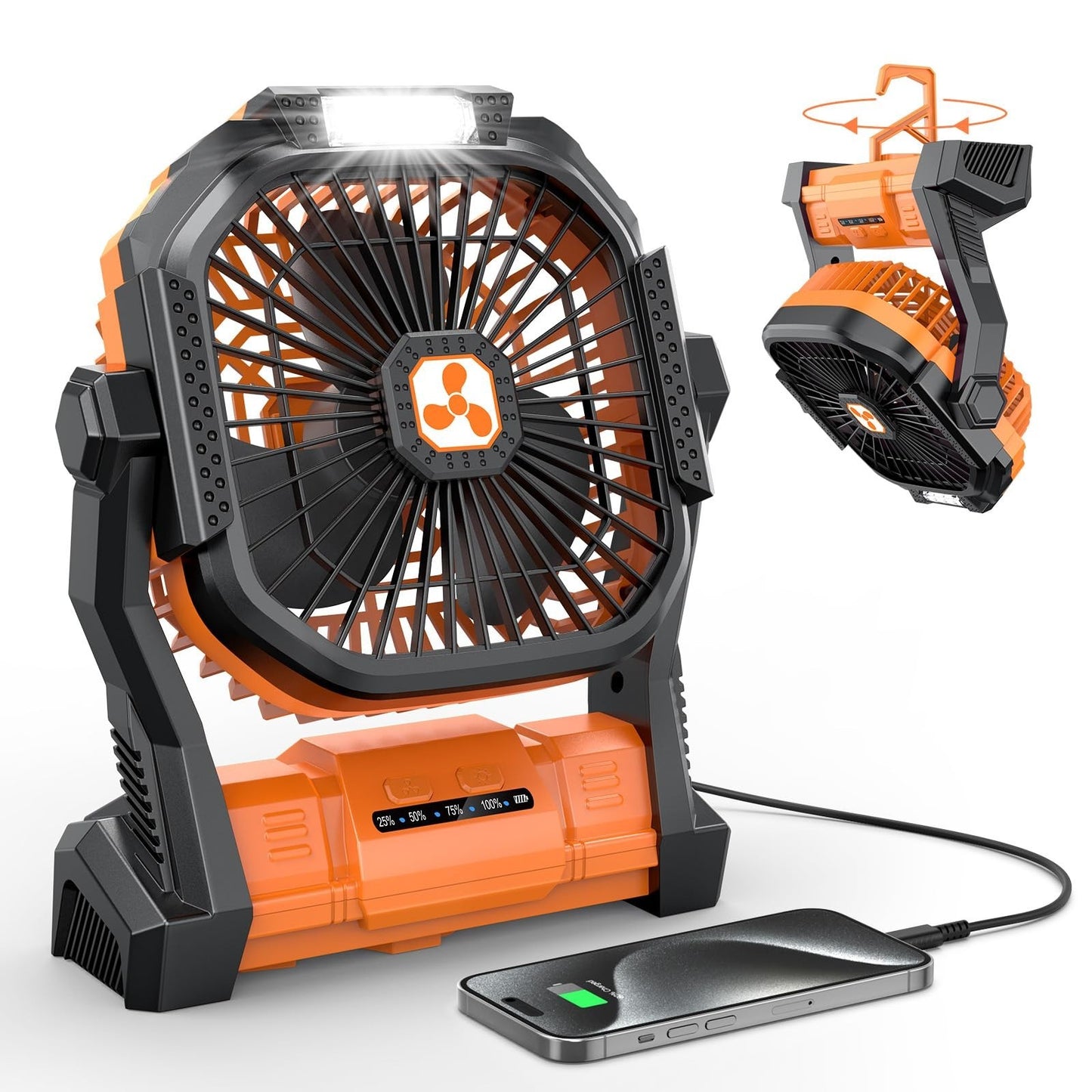 Rechargeable Portable Fan with LED Lantern   Cordless Battery Operated for Trave1