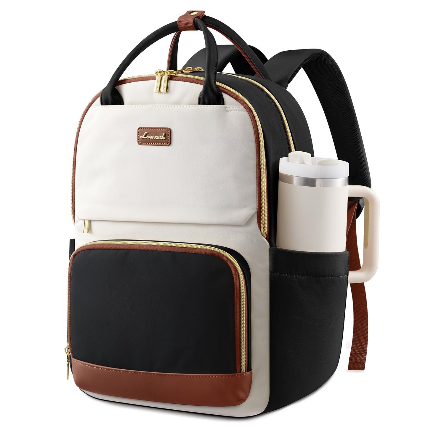 Stylish Waterproof Laptop Backpack for Women, 15.6" Travel Bag with Tumbler Hold1