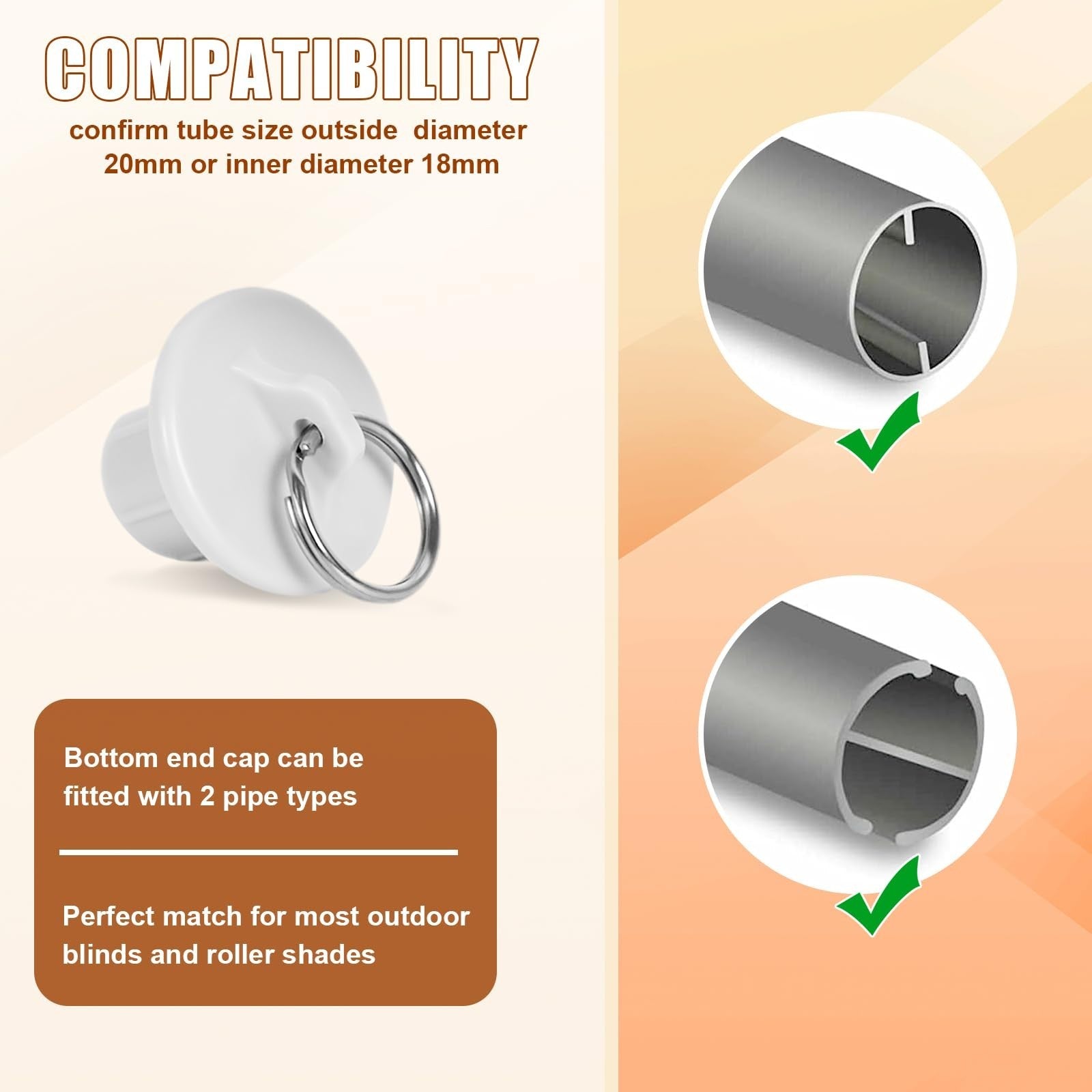 Outdoor Roller Shade Bungee Kit & End Cap, Weather Resistant, 3 White Parts5