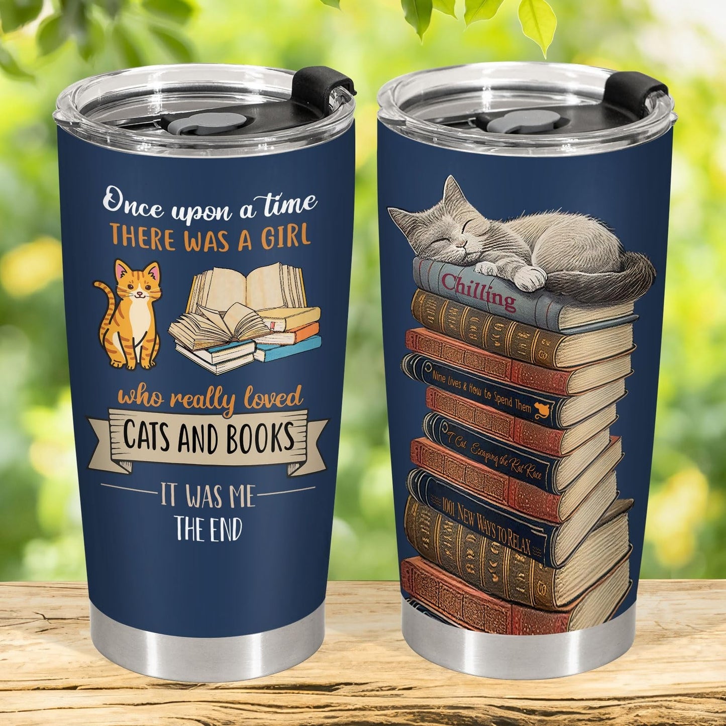 20oz Insulated Cat & Book Tumbler   Funny Gift for Cat Lovers & Librarians2