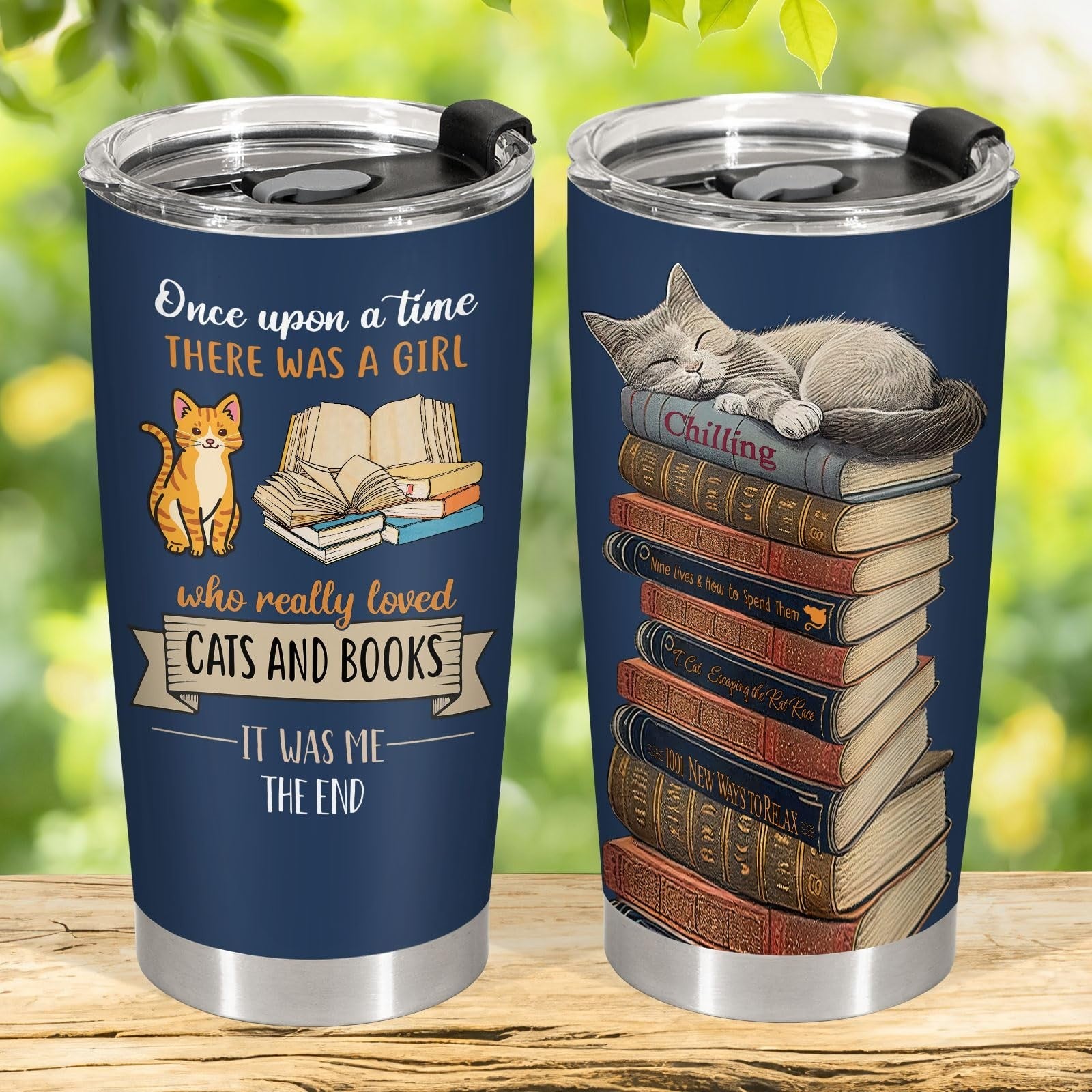 20oz Insulated Cat & Book Tumbler   Funny Gift for Cat Lovers & Librarians2
