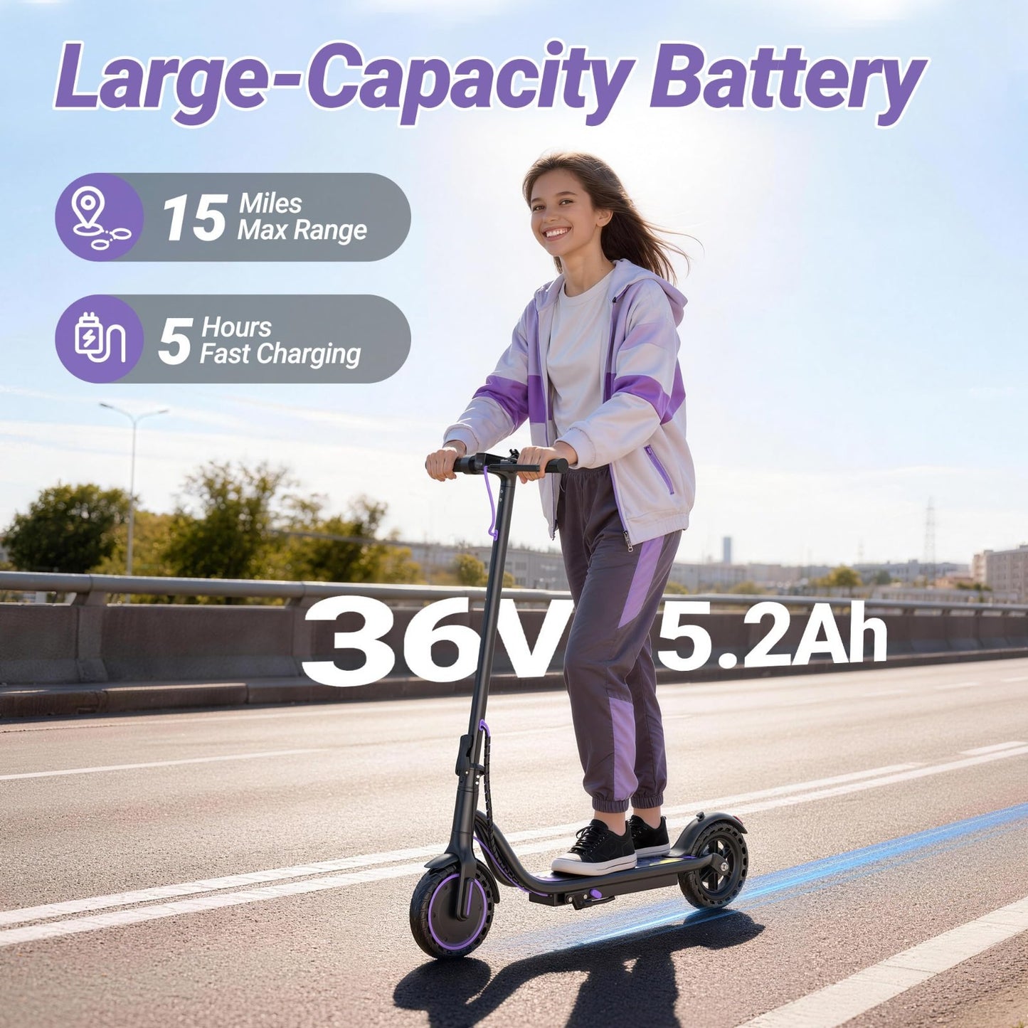 Powerful Electric Scooter 350W-500W, 9-22 MPH, 10-41 Mile Range, Foldable, Dual4