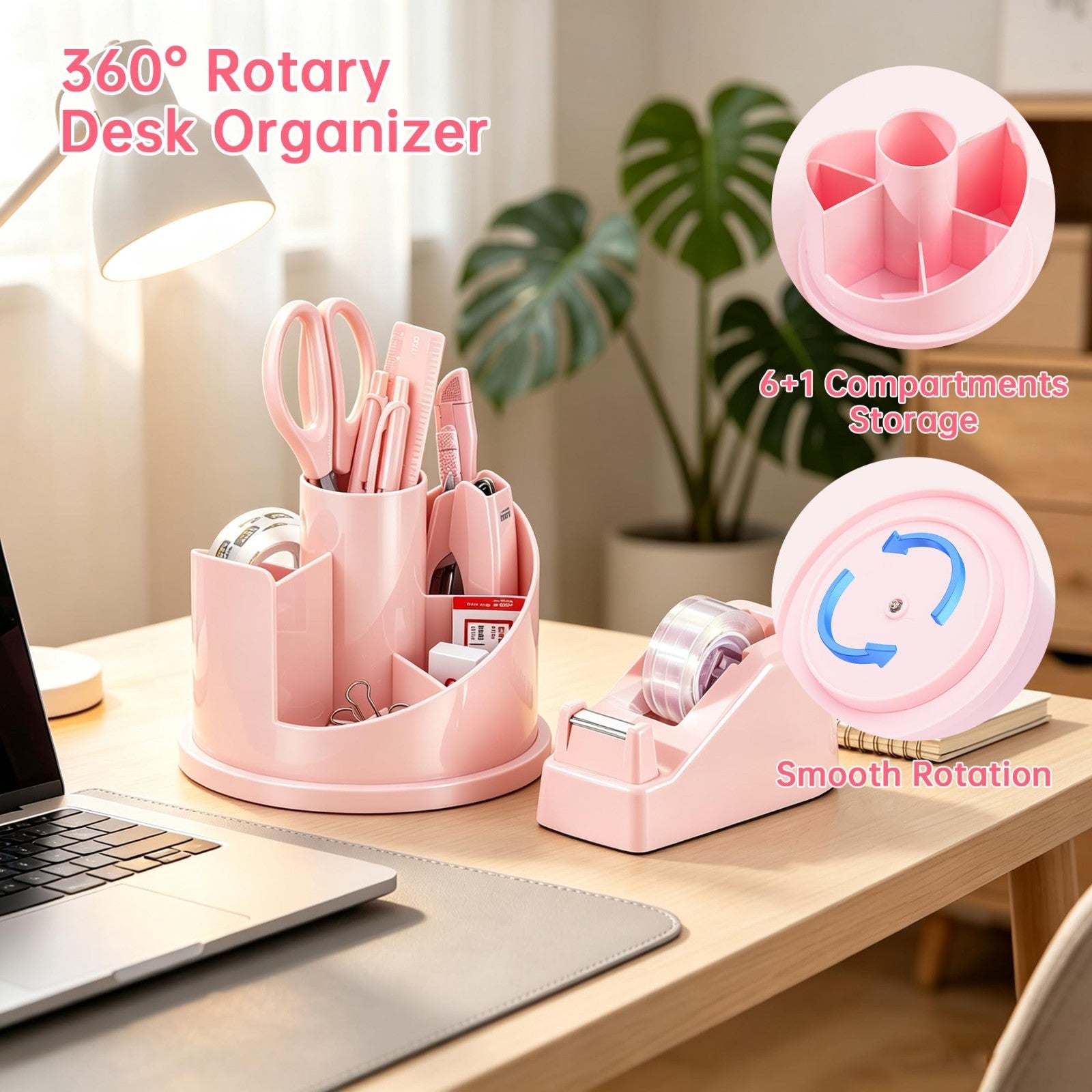 Pink Office Supplies Set   Desk Accessory Organizer Kit for Deli & Home Use3