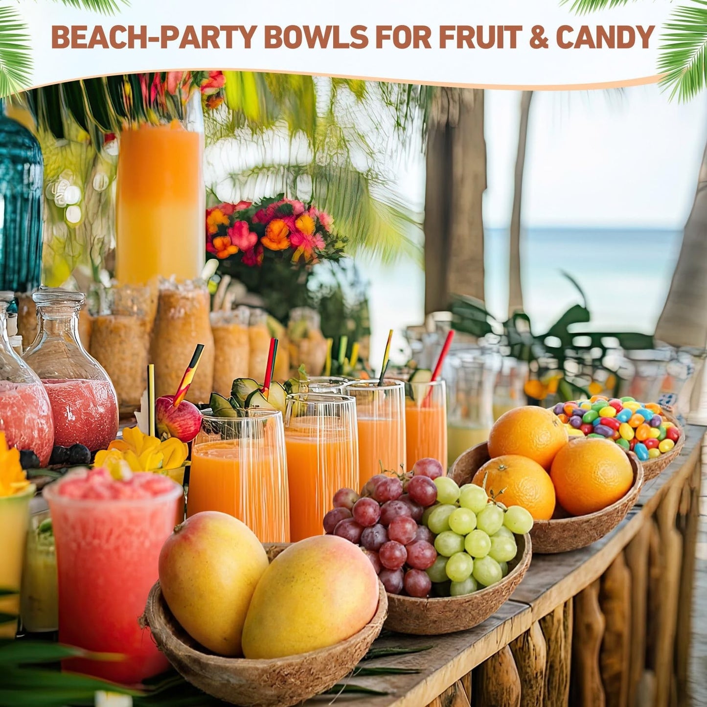 24 Pcs Natural Coconut Shell Bowl Halves - Smooth Bottom Craft Material & Decor1