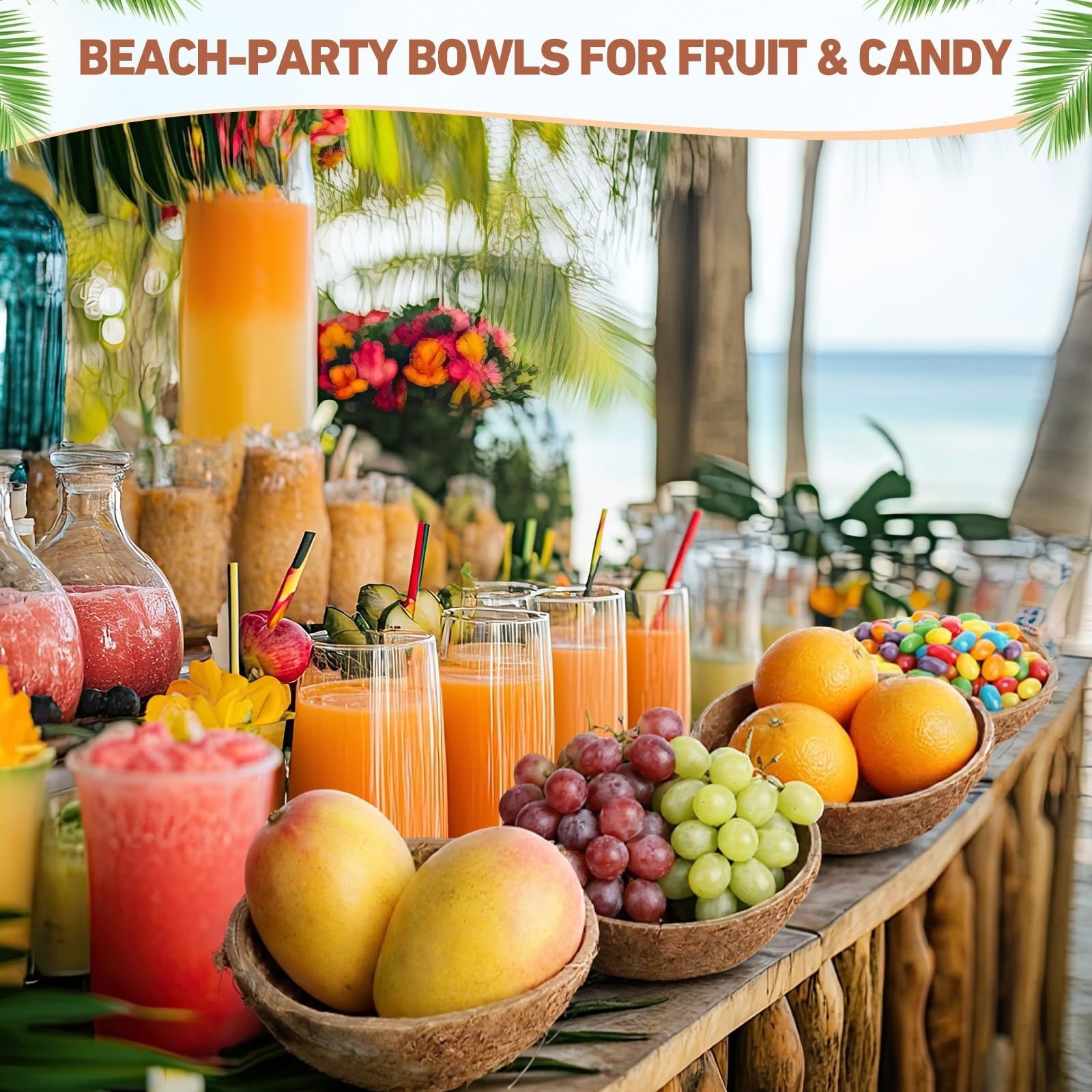 24 Pcs Natural Coconut Shell Bowl Halves - Smooth Bottom Craft Material & Decor1