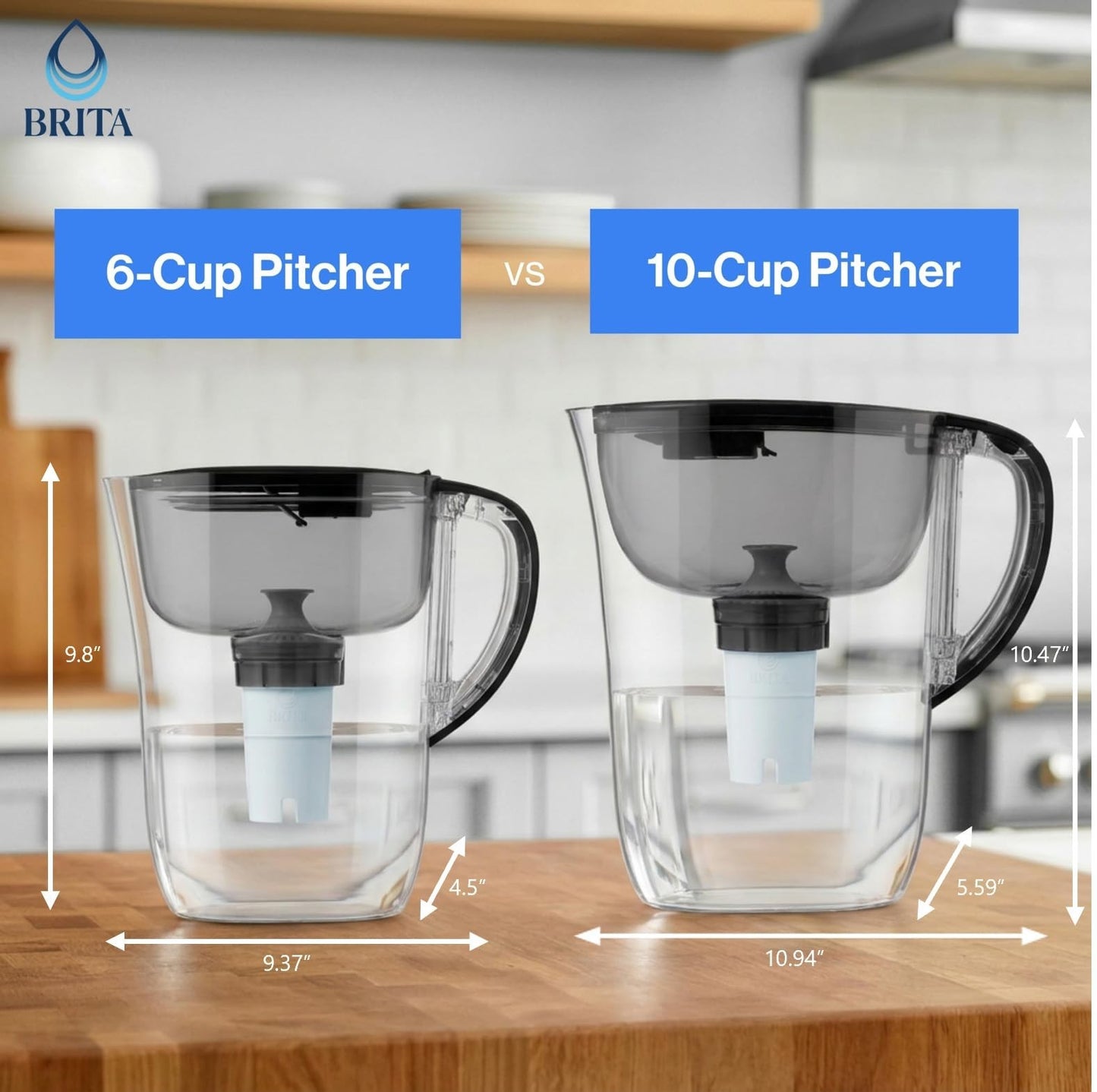 6 Cup Water Filter Pitcher with 1 Filter   Reduces Chlorine, Copper, Mercury & C7