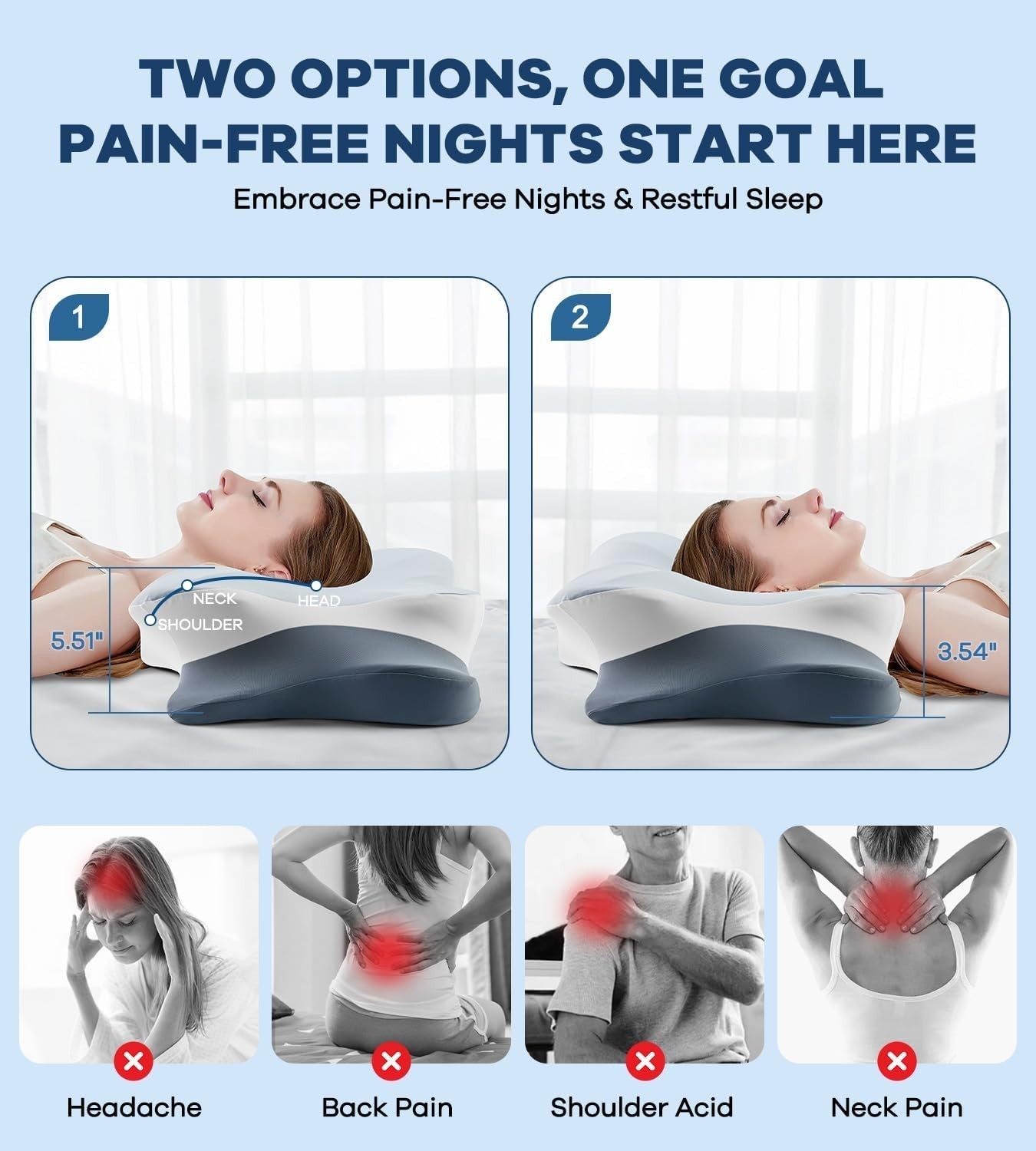 Ergonomic Memory Foam Cervical Pillow for Neck Pain Relief   Sleep Comfort Aid1