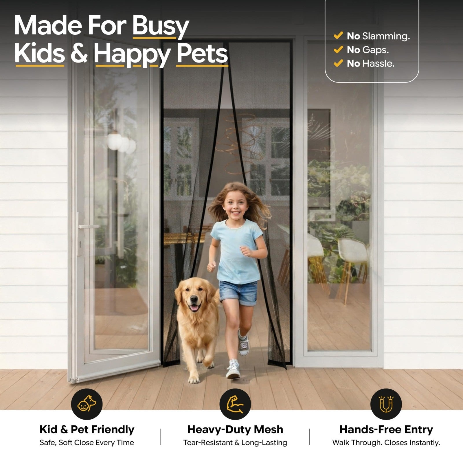 Magnetic Screen Door   Self Sealing, Heavy Duty Mesh, Bug Proof, Pet & Kid Frien6