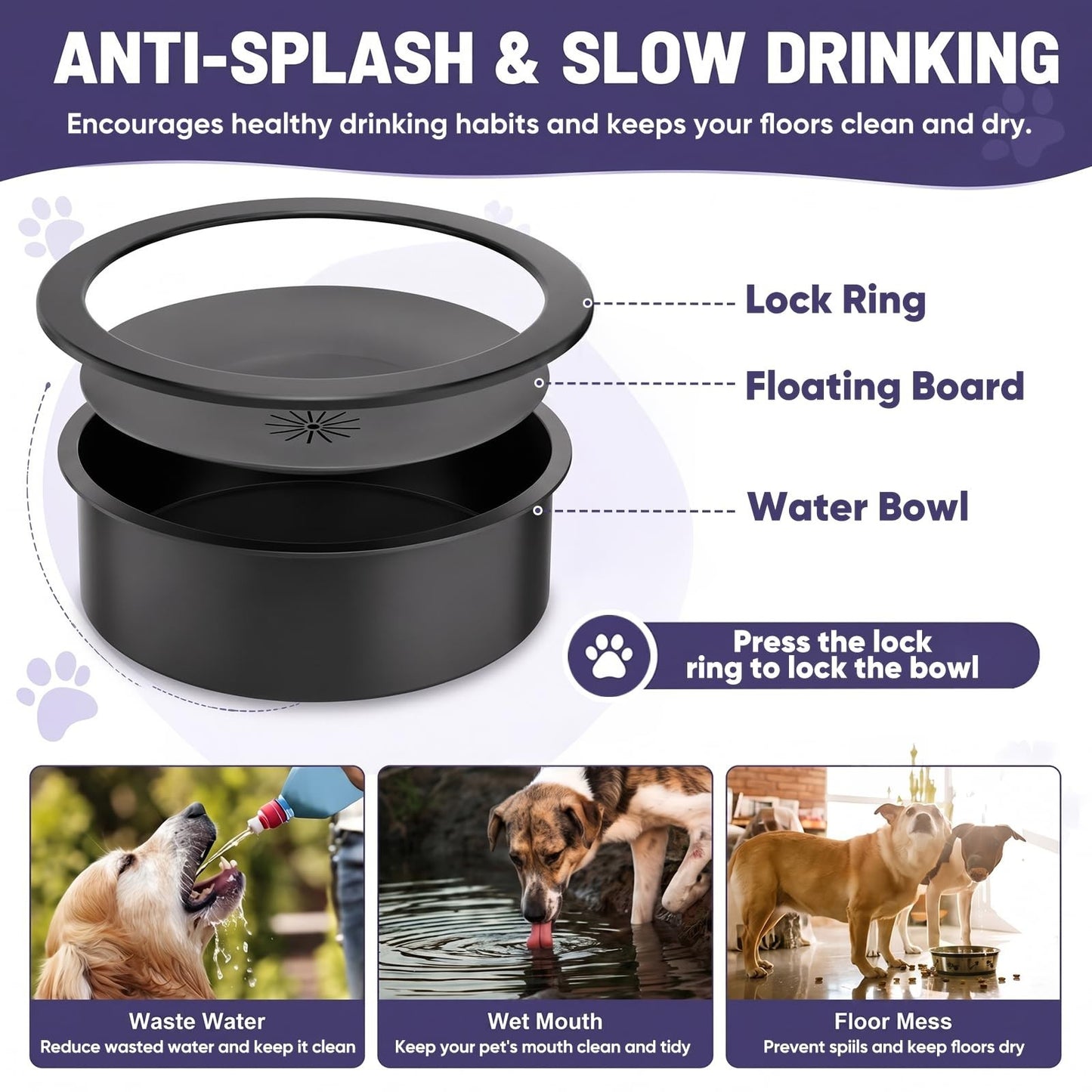 Elevated Dog Bowls for Large Breeds   Adjustable Slow Feeder Stand 9 14in5
