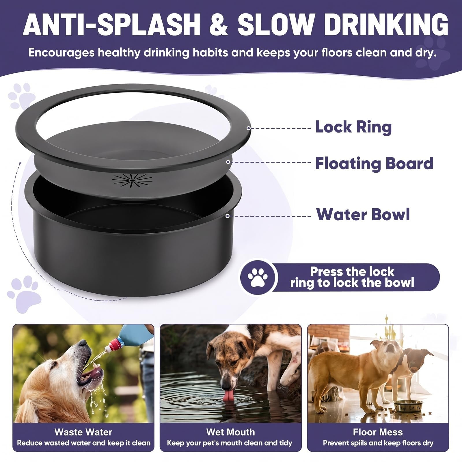 Elevated Dog Bowls for Large Breeds   Adjustable Slow Feeder Stand 9 14in5