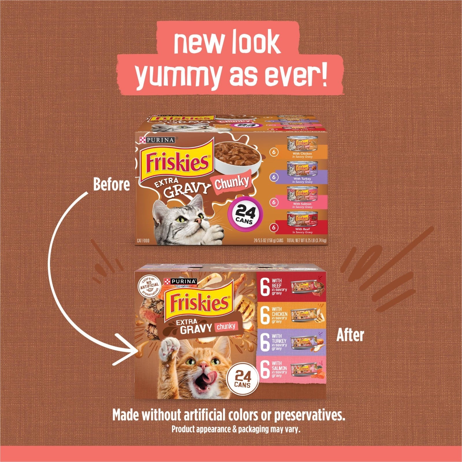 Chunky Wet Cat Food Variety Pack 24ct   Extra Gravy Chicken, Turkey, Salmon, Bee2