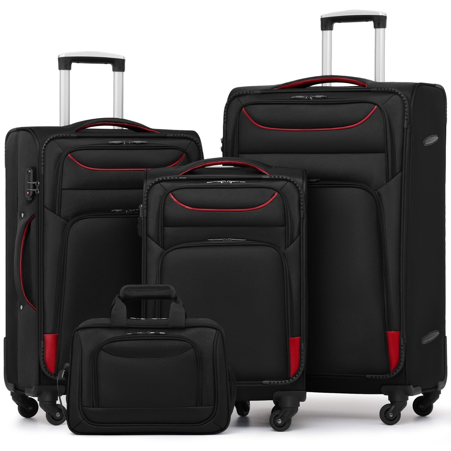 4-Piece Softshell Luggage Set with TSA Lock, Spinner Wheels & Tote Bag - Durable1