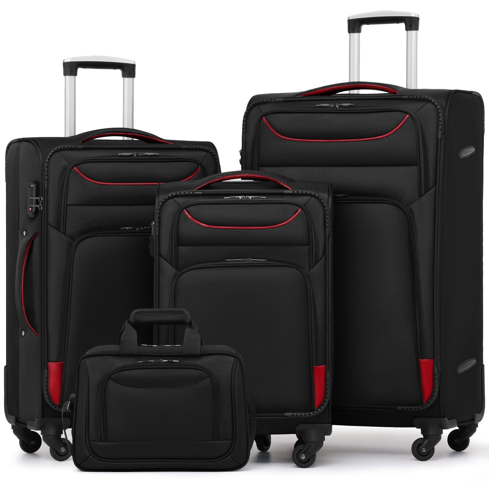 4-Piece Softshell Luggage Set with TSA Lock, Spinner Wheels & Tote Bag - Durable1