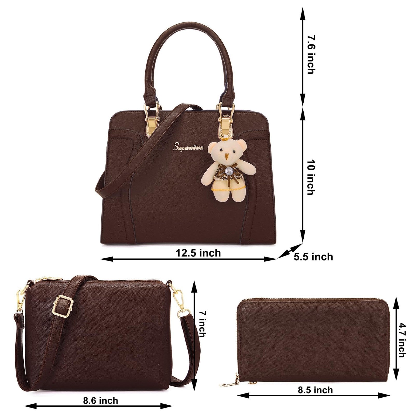 Stylish 3pcs Women's Shoulder Handbags Set - Satchel Purse & Wallet Included4