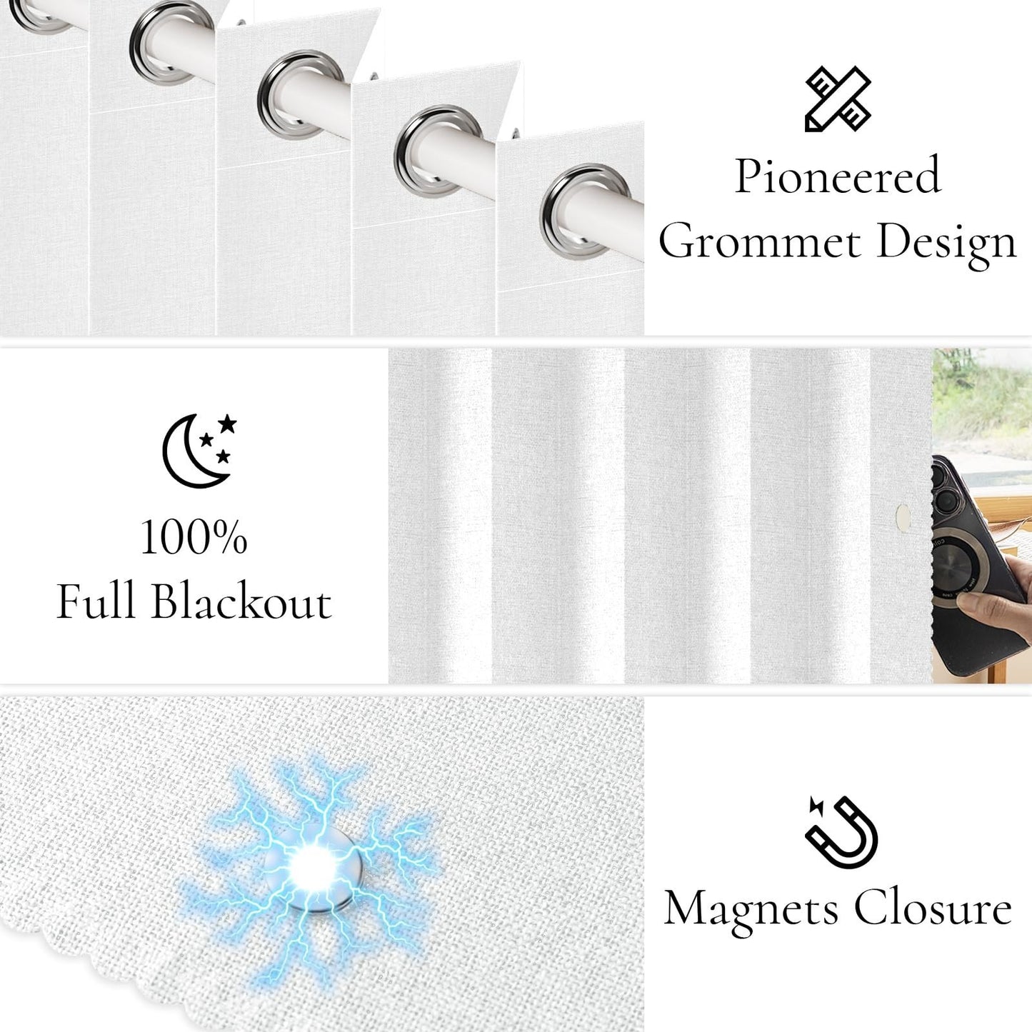 100% Blackout Faux Linen Vertical Shades for Sliding Doors, 1 Panel W100 x L96,6
