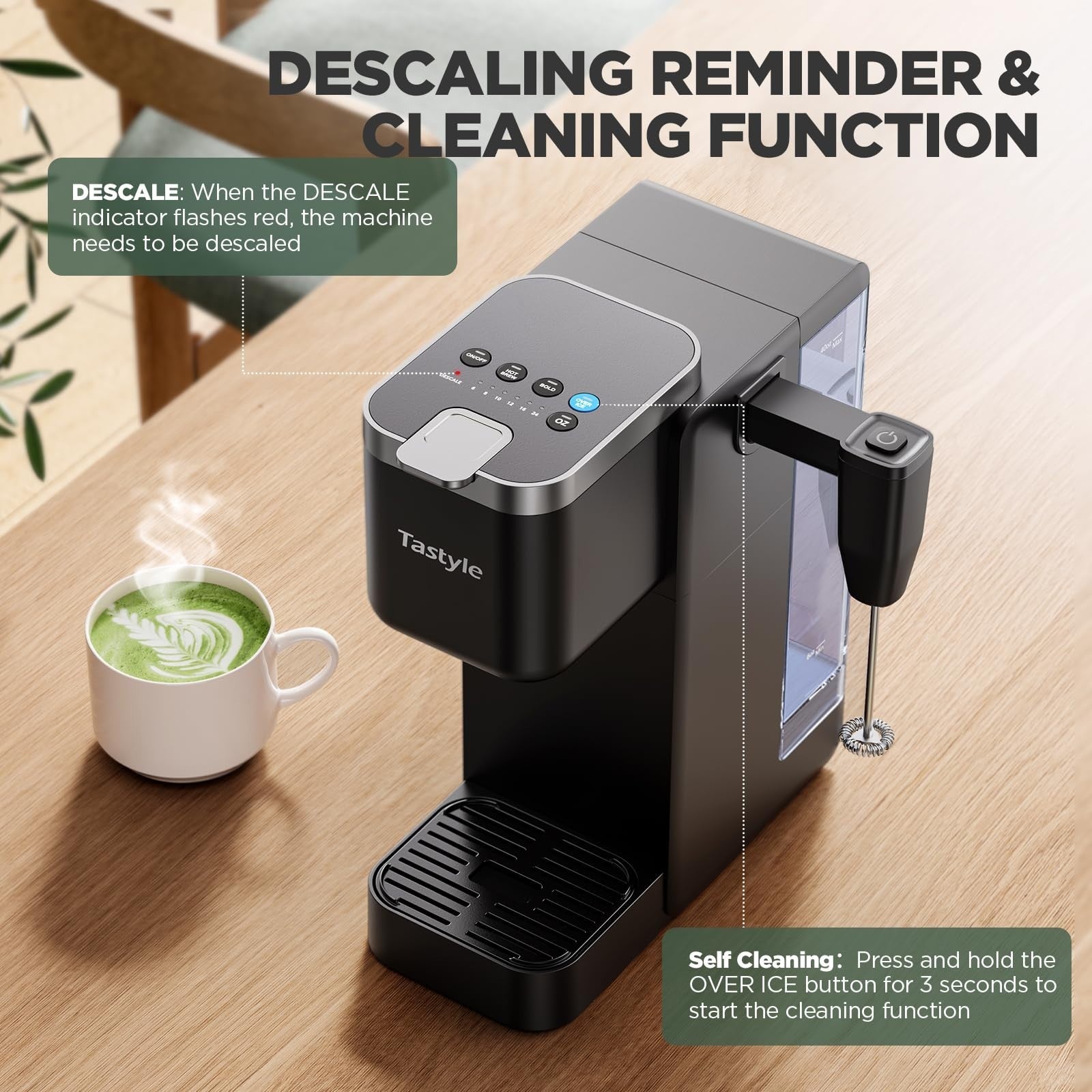 Single Serve Coffee Maker with Milk Frother, 40oz Tank, 6 Brew Sizes, BPA Free7