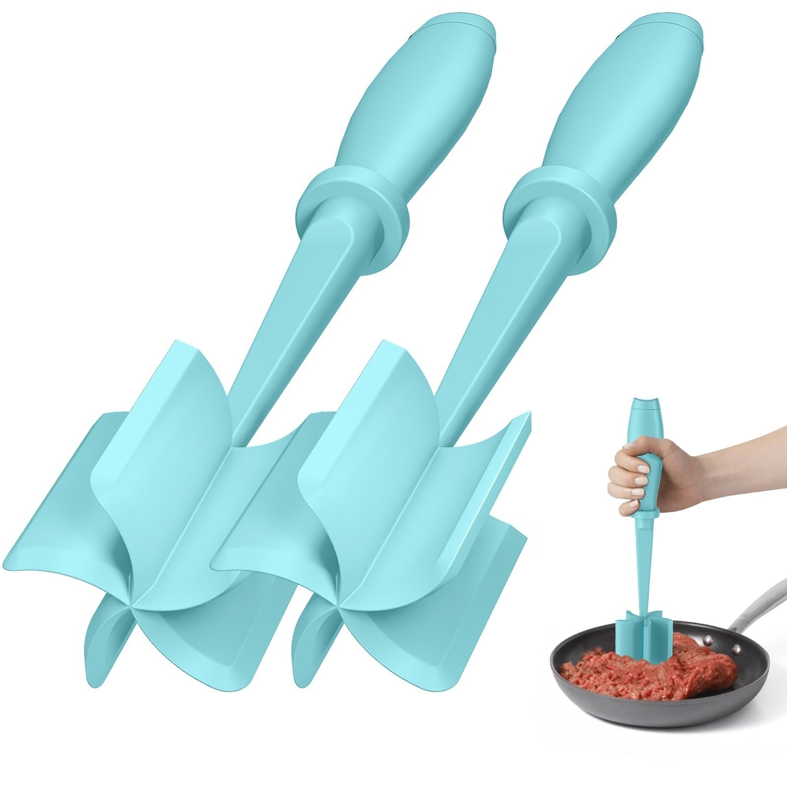 2Pack Meat Chopper & Hamburger Smasher   Heat Resistant, Non Stick Nylon, Dishwa1