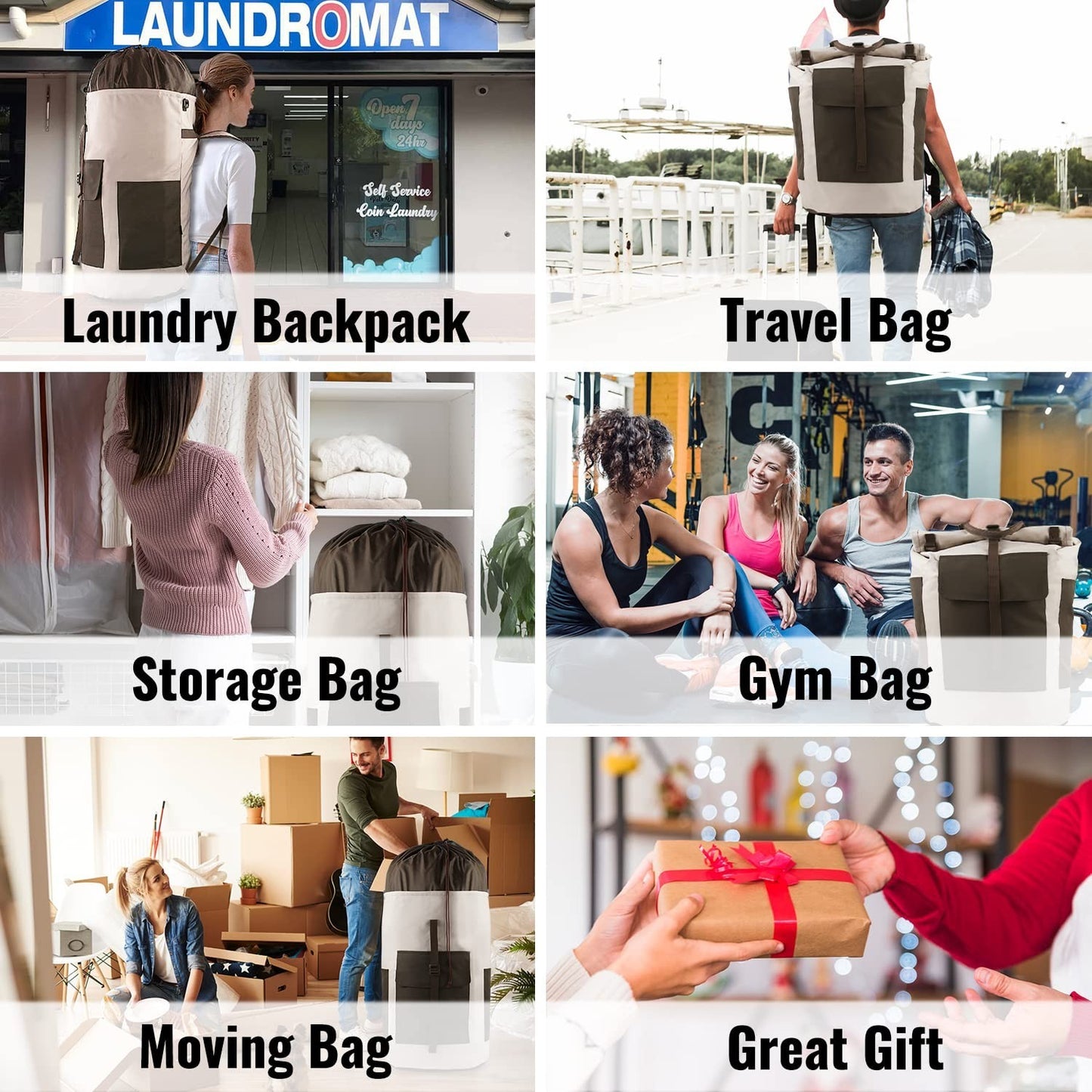 Extra Large 125L Laundry Backpack Bag, Heavy Duty, Durable with Padded Straps &6