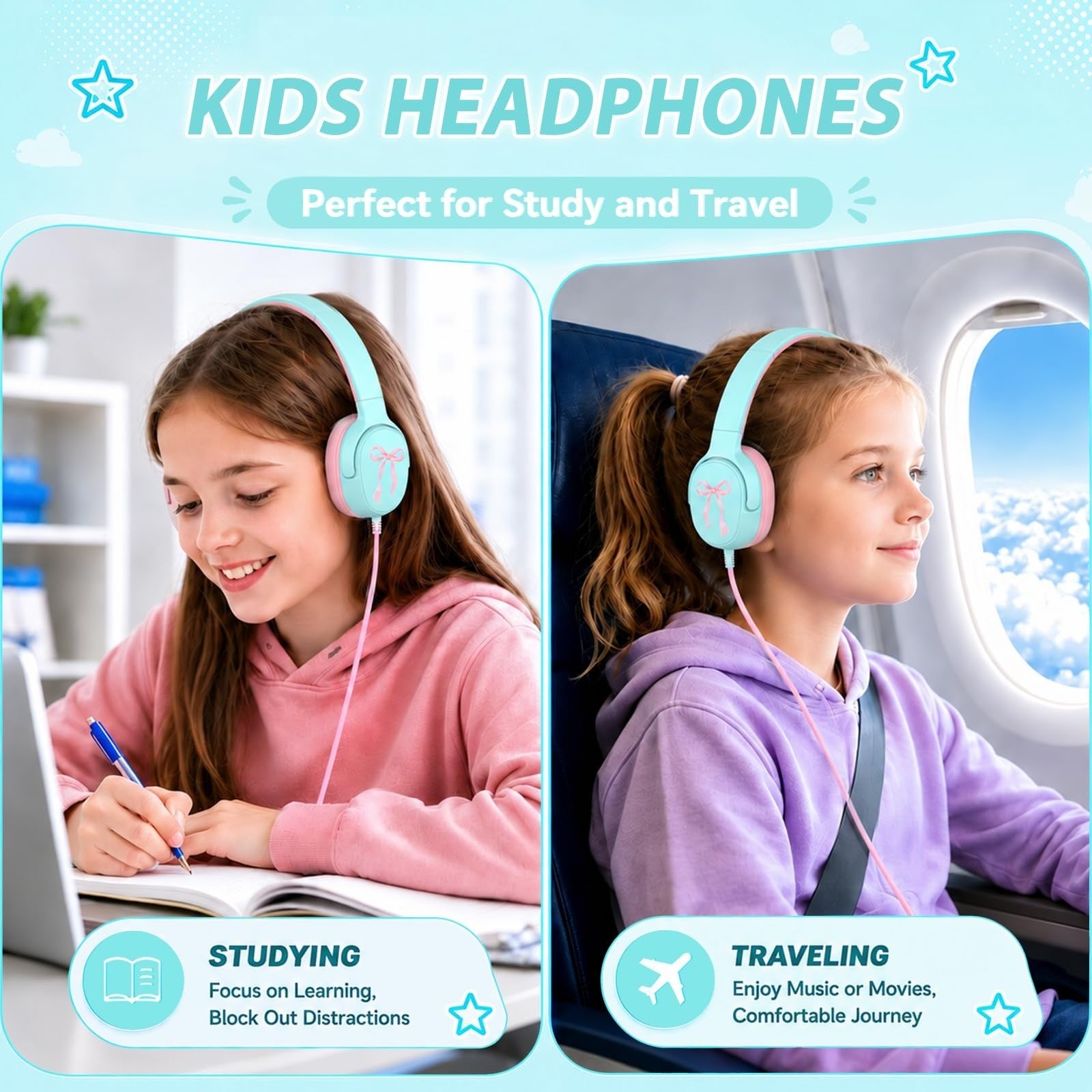 Stylish Girls Backpack with Wired Headphones, School Bag for Teens & Kids3