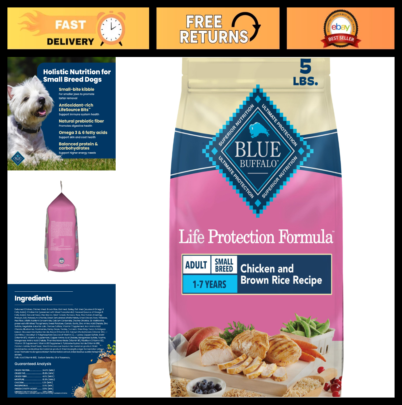 Premium Chicken Small Breed Dry Dog Food   Life Protection Formula, 5 lb0