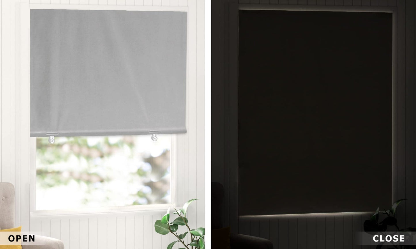 100% Blackout Roller Shades 36"x72" Grey | Cordless No Drill Thermal Insulation5