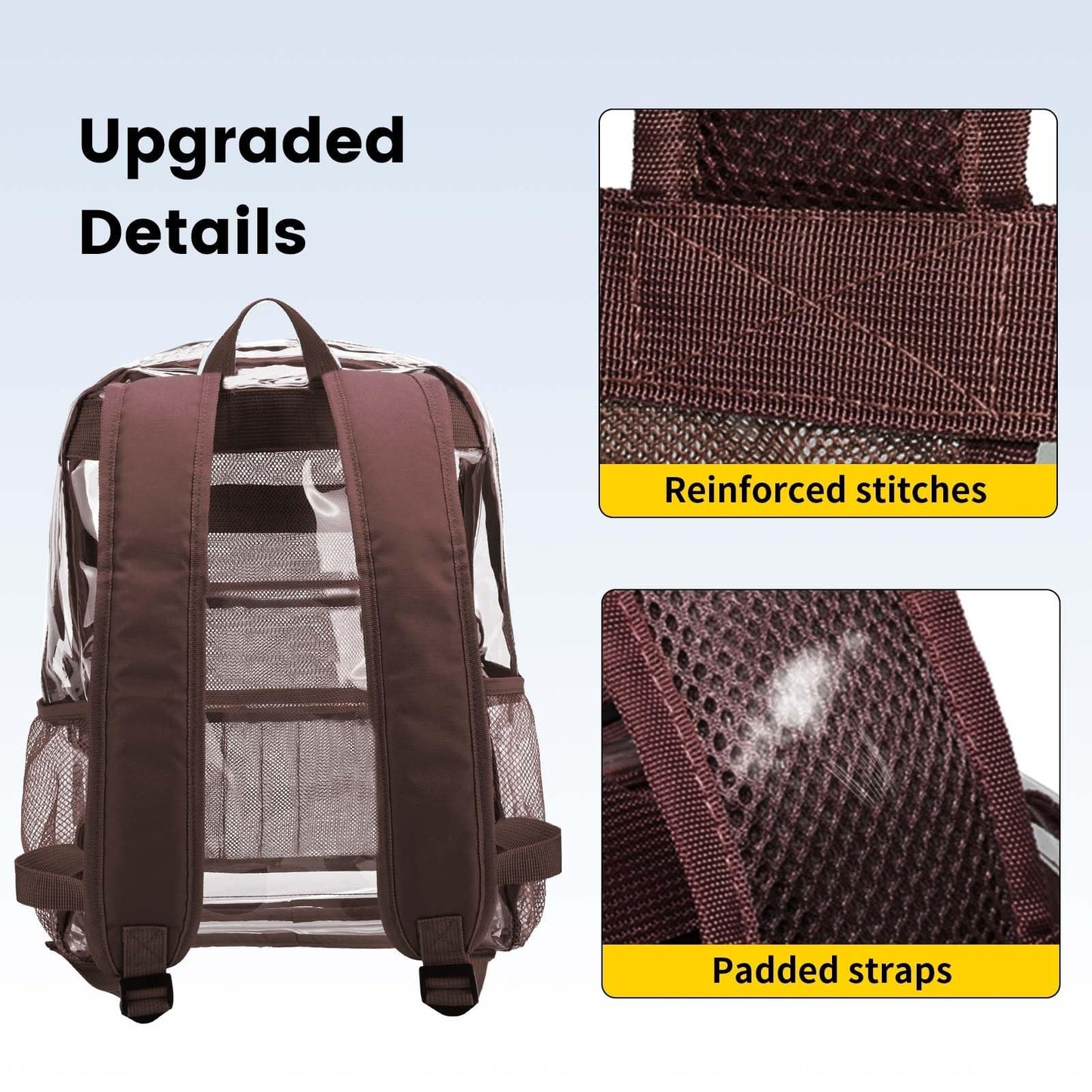 Heavy Duty Clear PVC Backpack with Reinforced Straps - Large Capacity for Colleg5