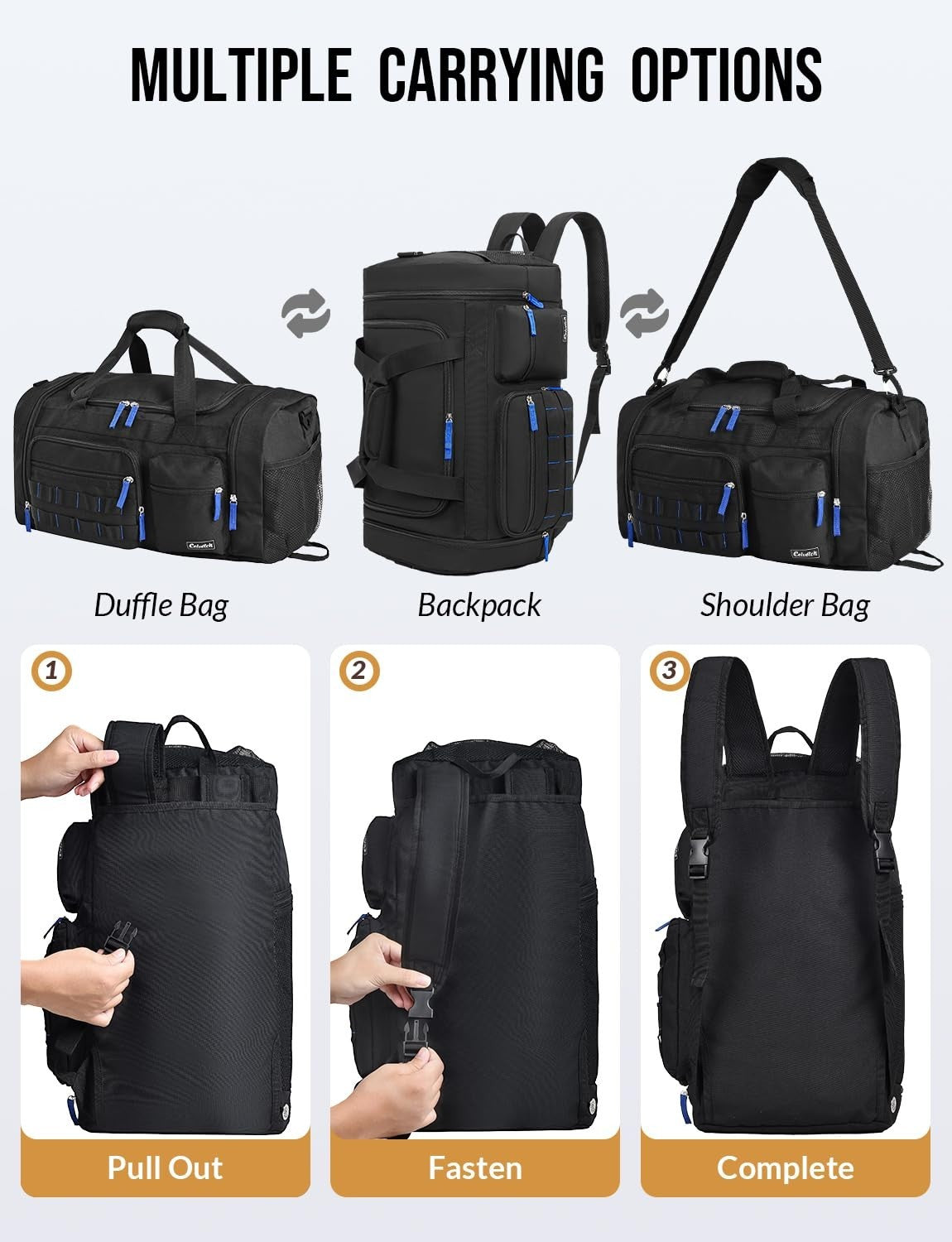 3-in-1 Gym Bag for Men & Women, 31L Sports Duffel Backpack, Wet Pocket & Shoe Co5