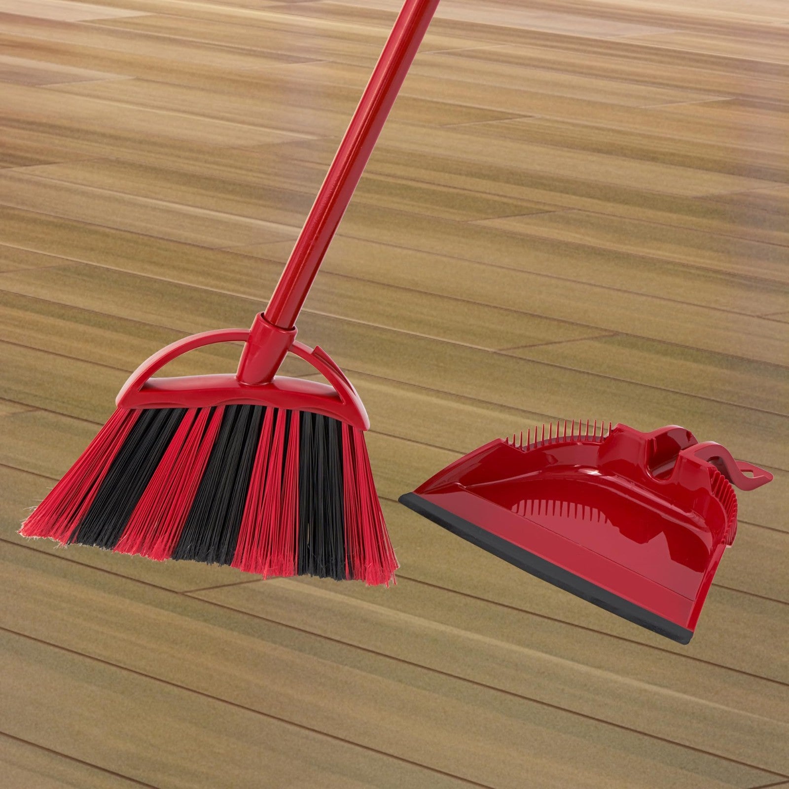 Sweep Broom & Step-On Dustpan Set | Wave Bristles for 99% Dirt Removal | Lightwe5