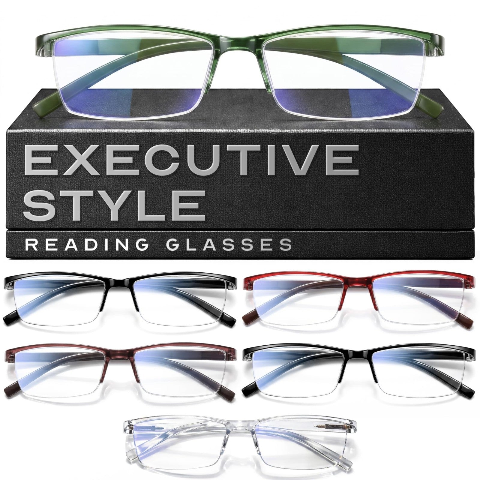 Durable Blue Light Filtering Reading Glasses for Men - Comfortable TR90 Frames1