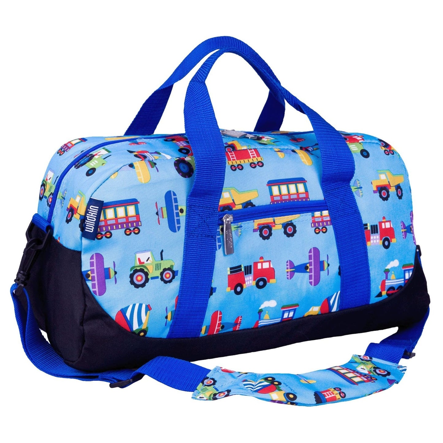 Kids Overnighter Duffel Bag - Carry-On Size for School & Sleepovers - Trains, Pl0