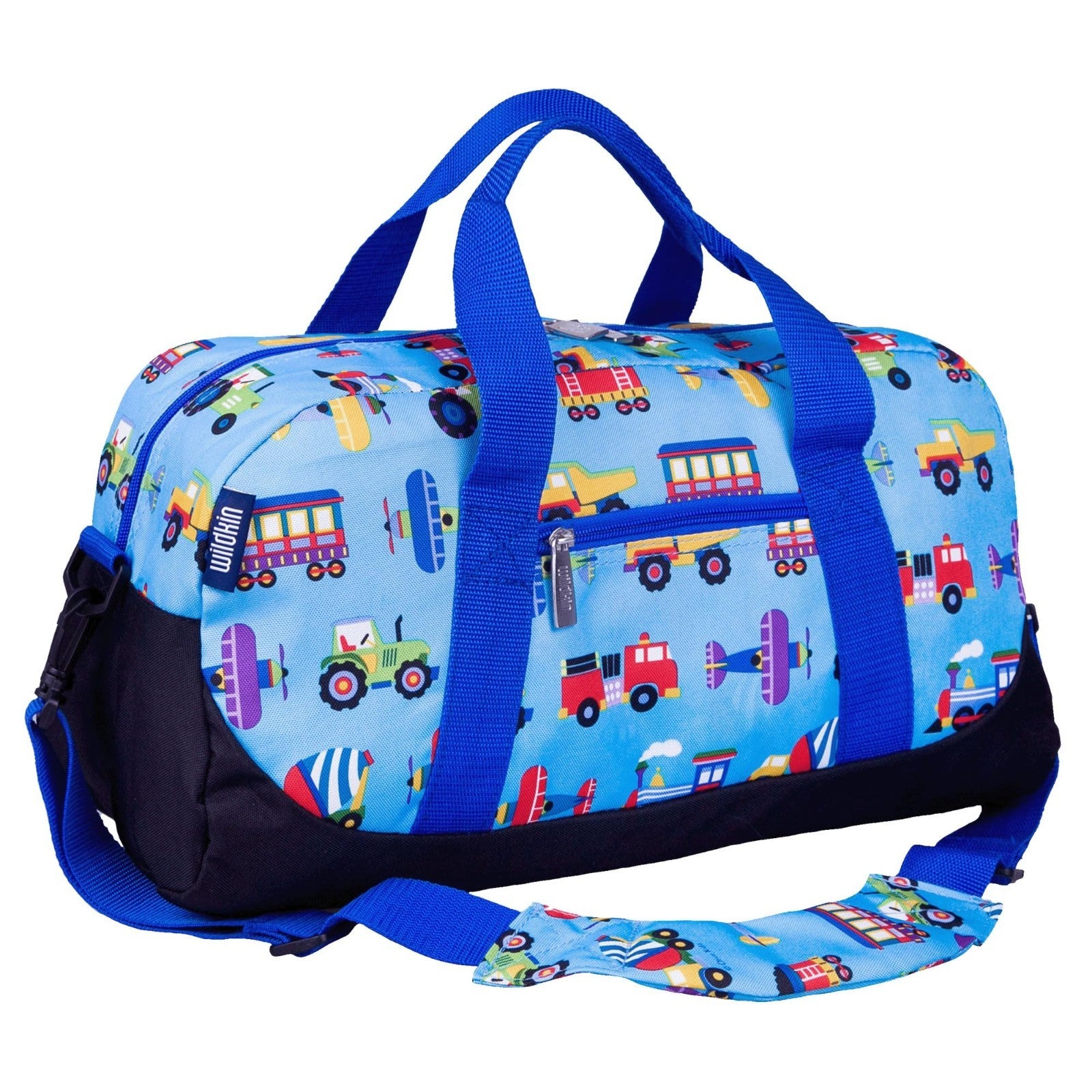 Kids Overnighter Duffel Bag - Carry-On Size for School & Sleepovers - Trains, Pl0