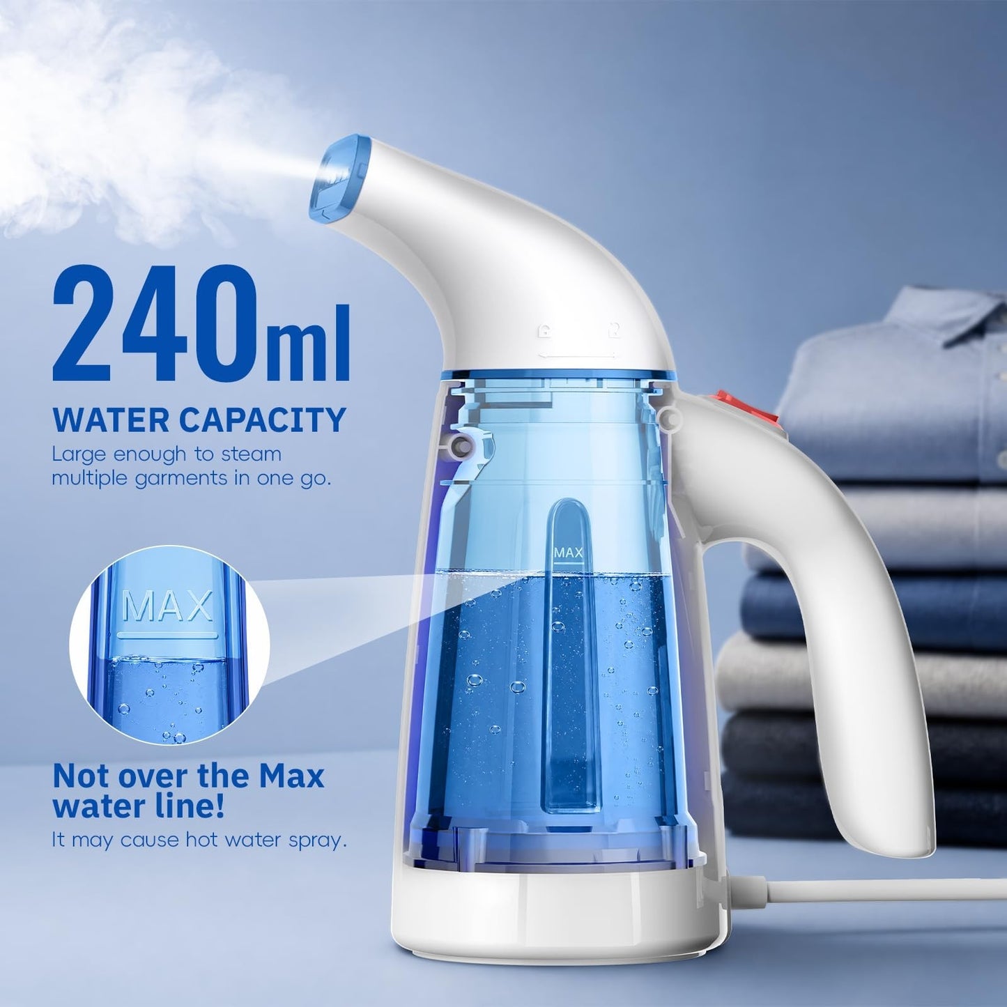 Handheld Clothes Steamer, 700W Portable Travel Steam Iron, 240ml Capacity, Fast5