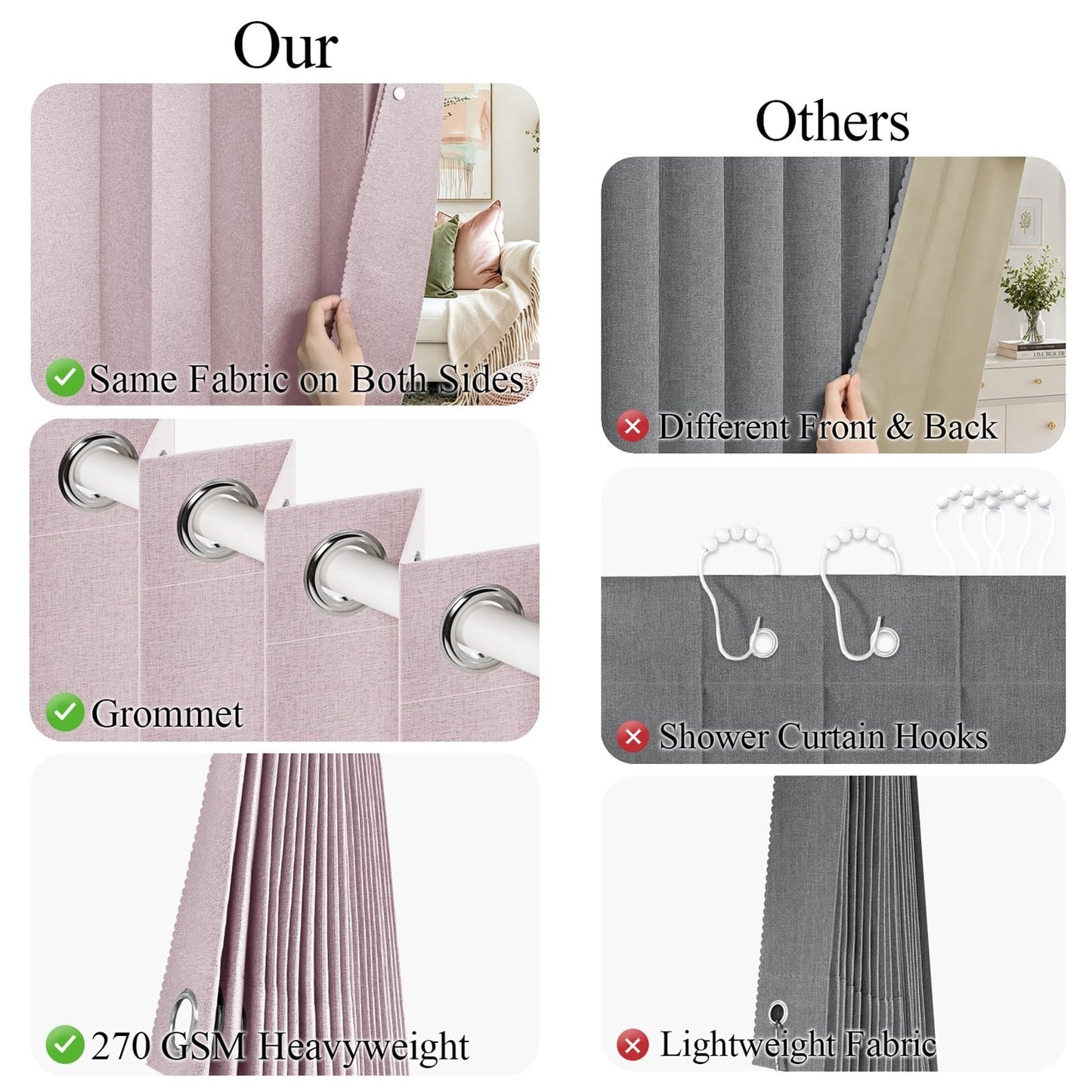 Accordion Style Magnetic Closure Curtain   Pinch Pleated Room Divider, W60 x L804