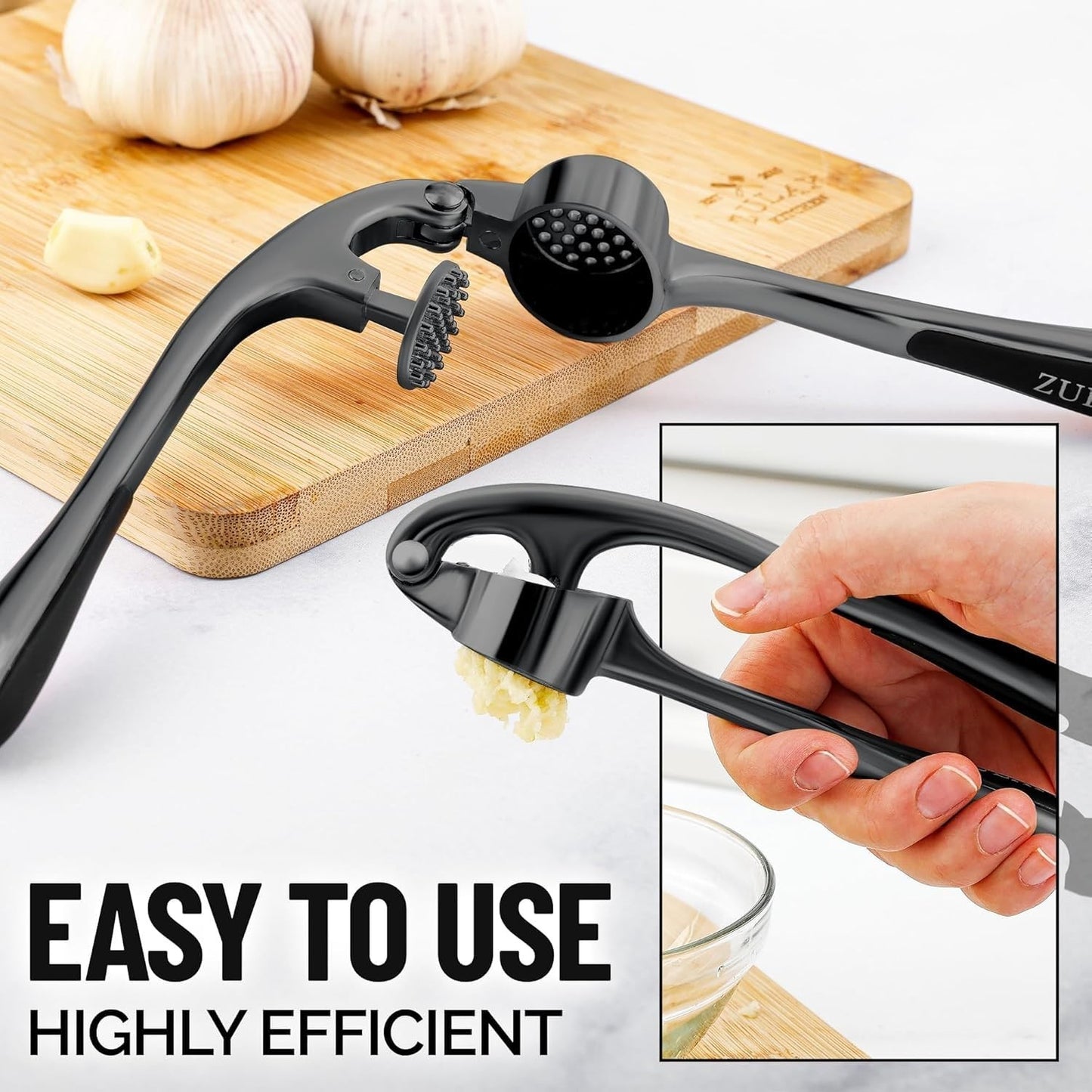 Premium Garlic Press Set   Rust Proof Mincer Tool, Easy Squeeze, Ergonomic Handl3
