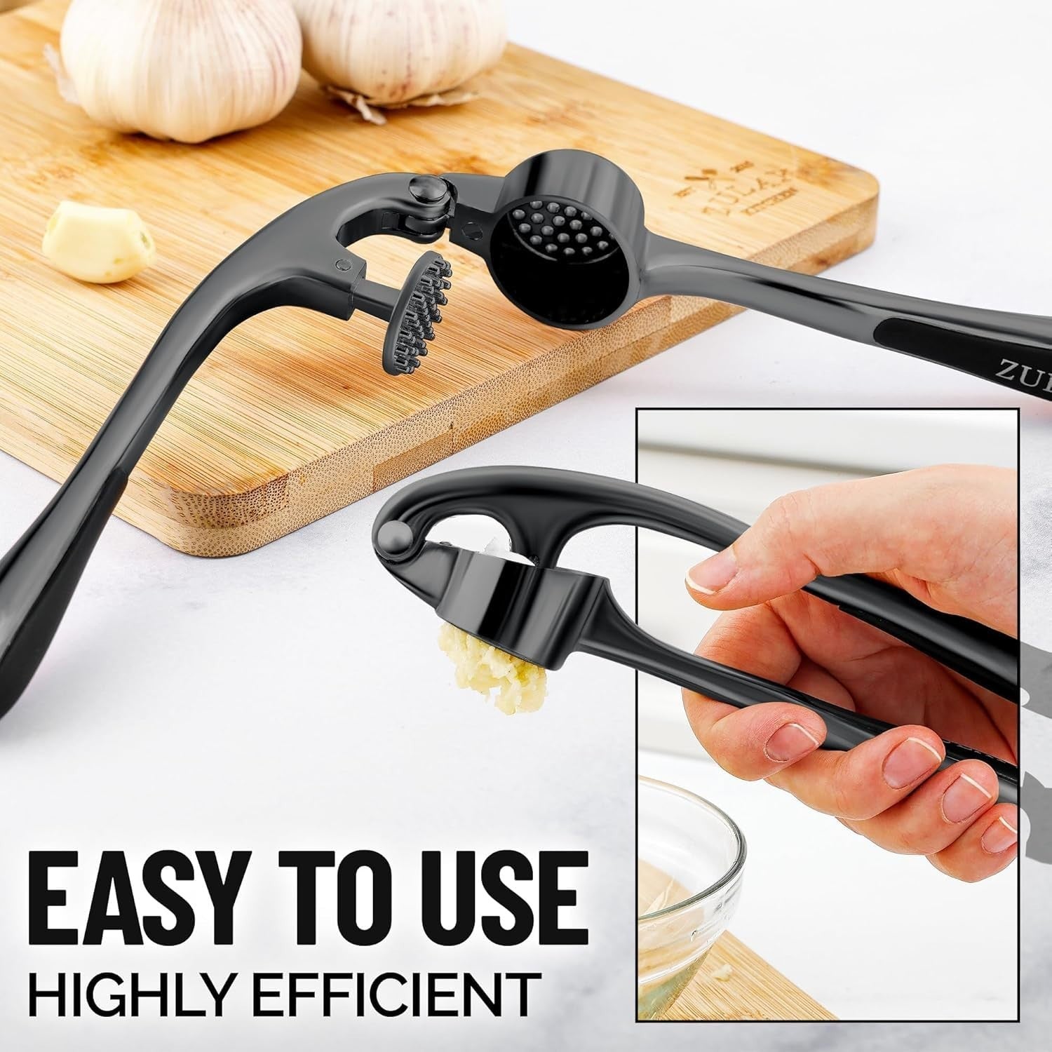Premium Garlic Press Set   Rust Proof Mincer Tool, Easy Squeeze, Ergonomic Handl3