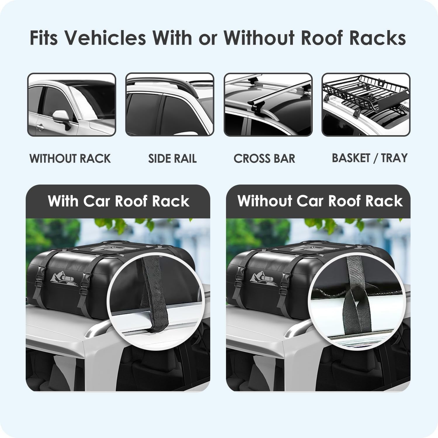 Rooftop Cargo Carrier Bag 15-20 Cu Ft Waterproof Roof Storage Bag Gray3