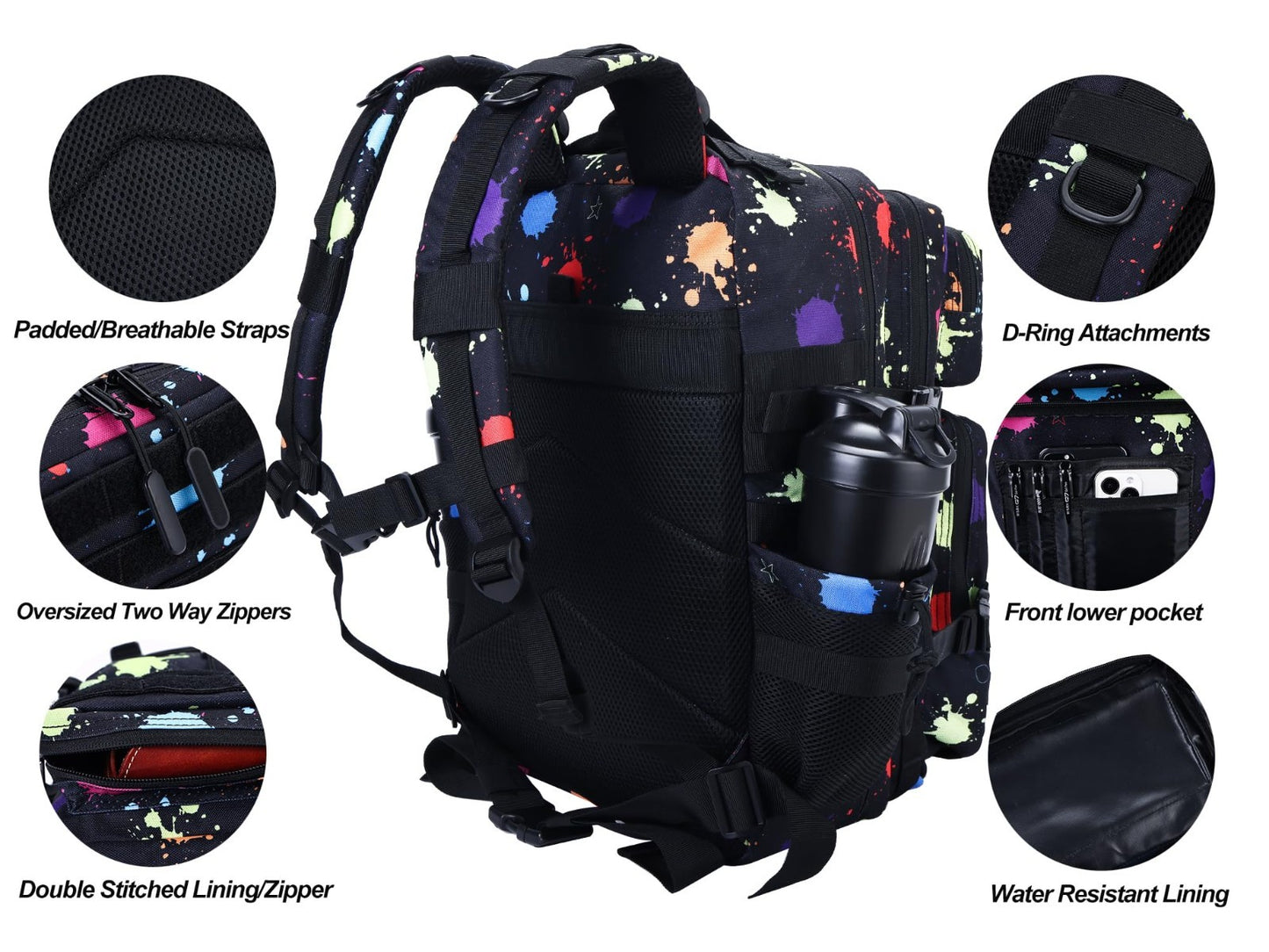 Tactical 45L Military Backpack for Men & Women   3 Day Assault Rucksack, Molle S3