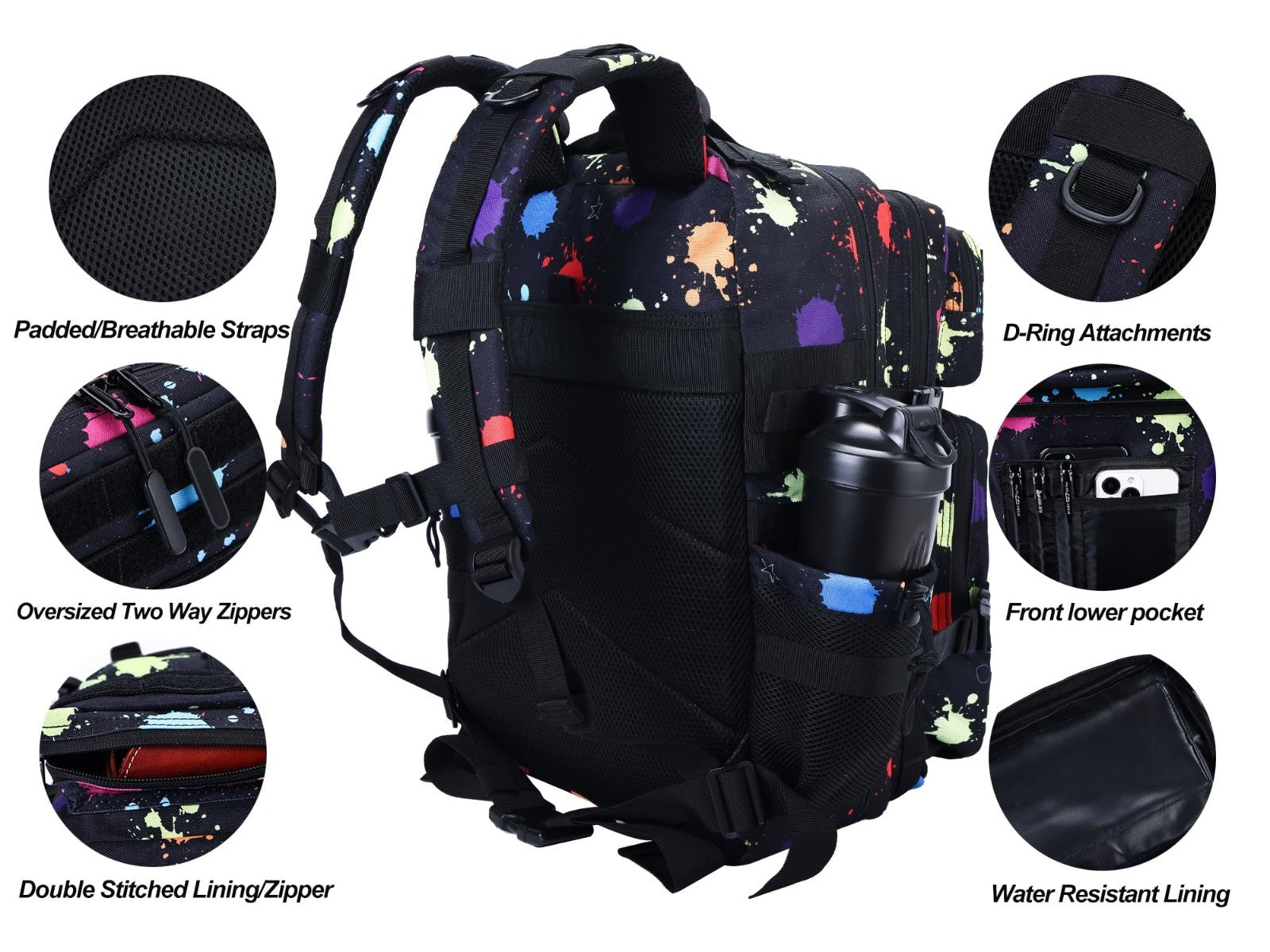 Tactical 45L Military Backpack for Men & Women   3 Day Assault Rucksack, Molle S3