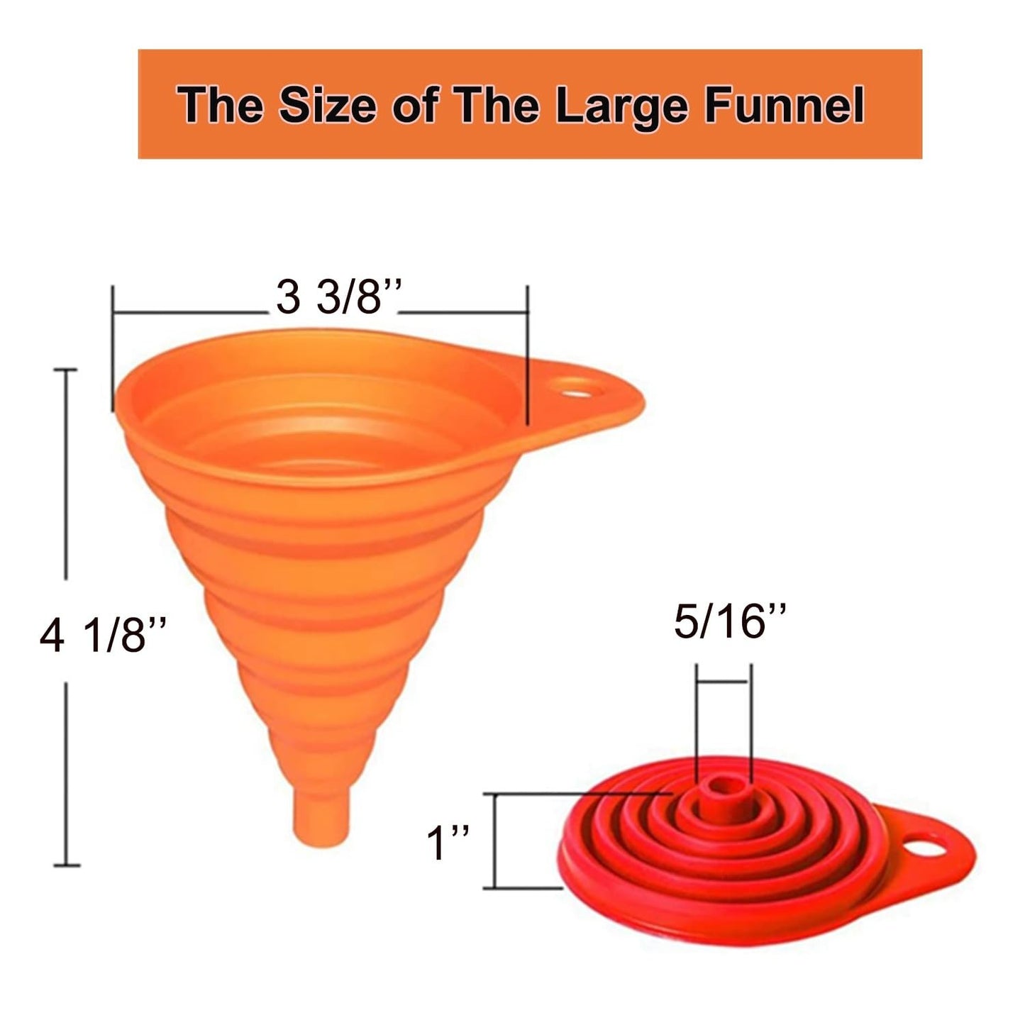 Collapsible Silicone Funnel Set   6 Pack, Small & Large Kitchen Gadgets for Liqu2