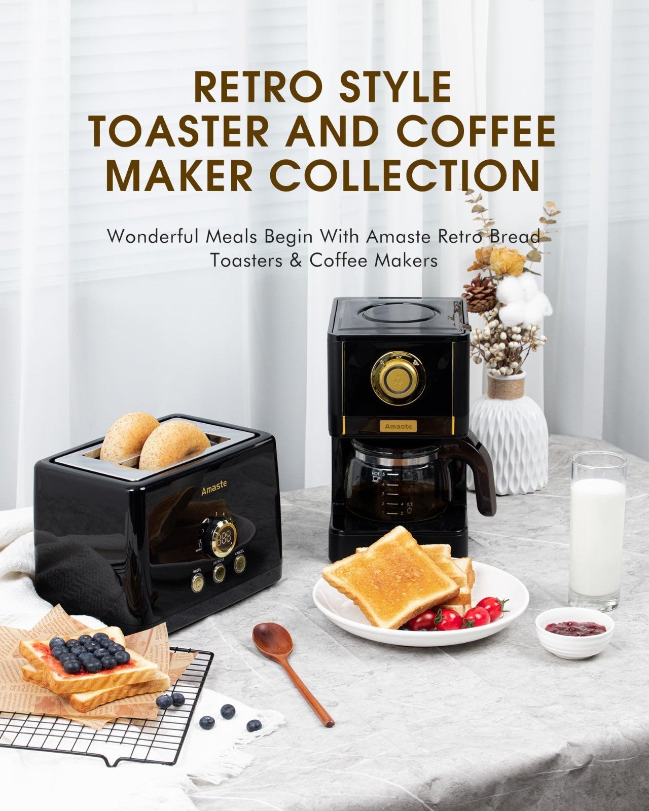 Retro 2 Slice Toaster with LED Display, Extra Wide Slots, 6 Shade Settings, Bage4