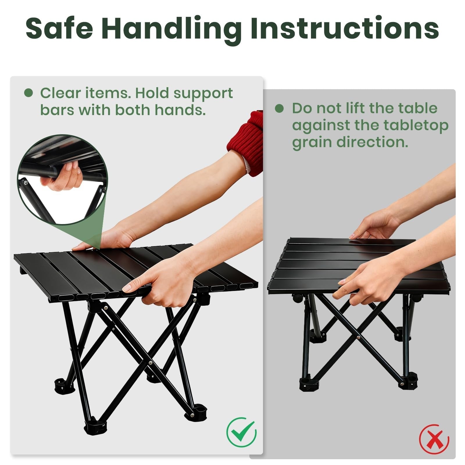 2 Pack Ultralight Foldable Camping Tables - Portable Beach & Picnic Tables with7