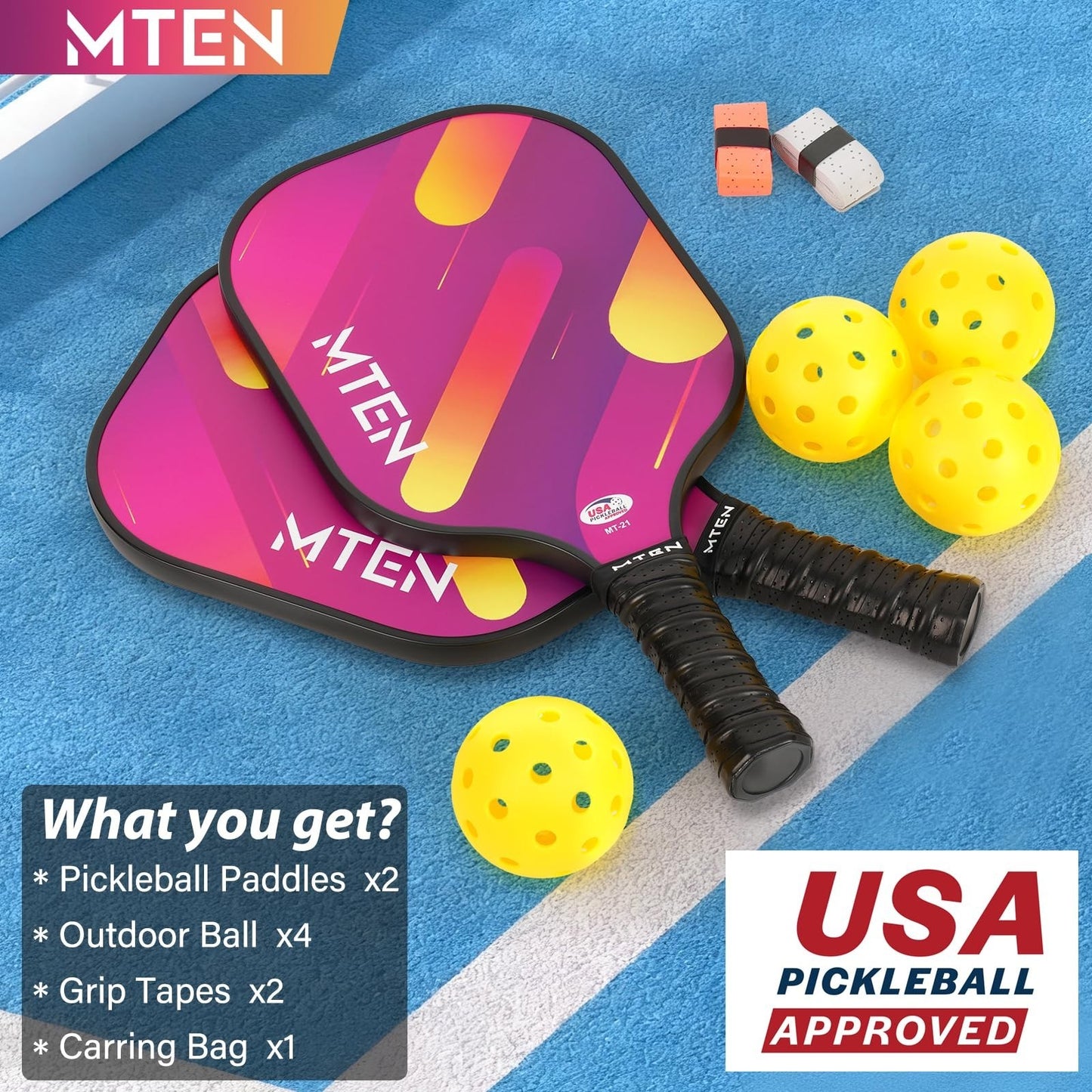 Pickleball Paddle Set of 2/4/1 - USAPA Approved Fiberglass Rackets, Lightweight5