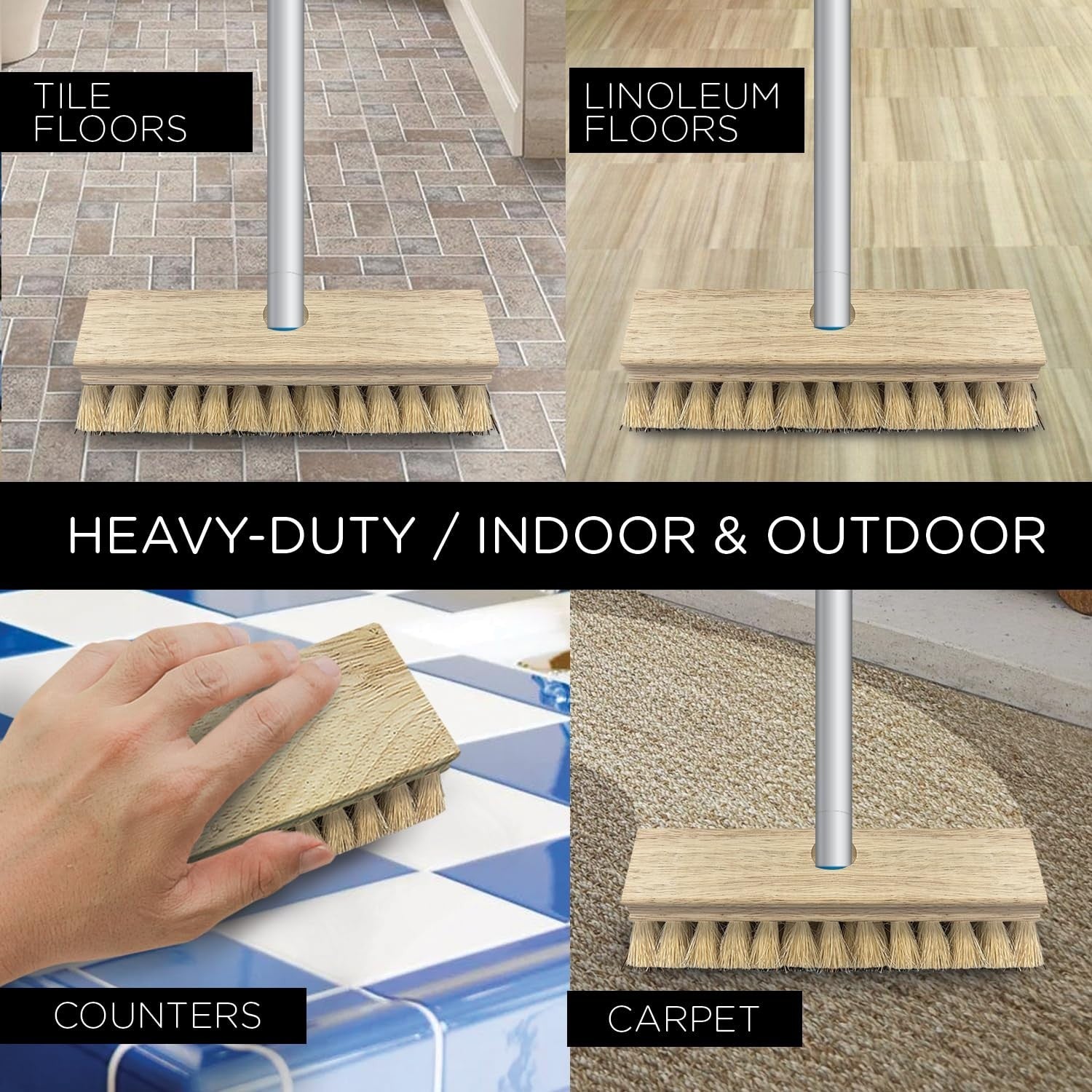 9" x 3.5" Deck Scrub Brush with Tampico Bristles - Outdoor Cleaning Tool, 9 Pack4