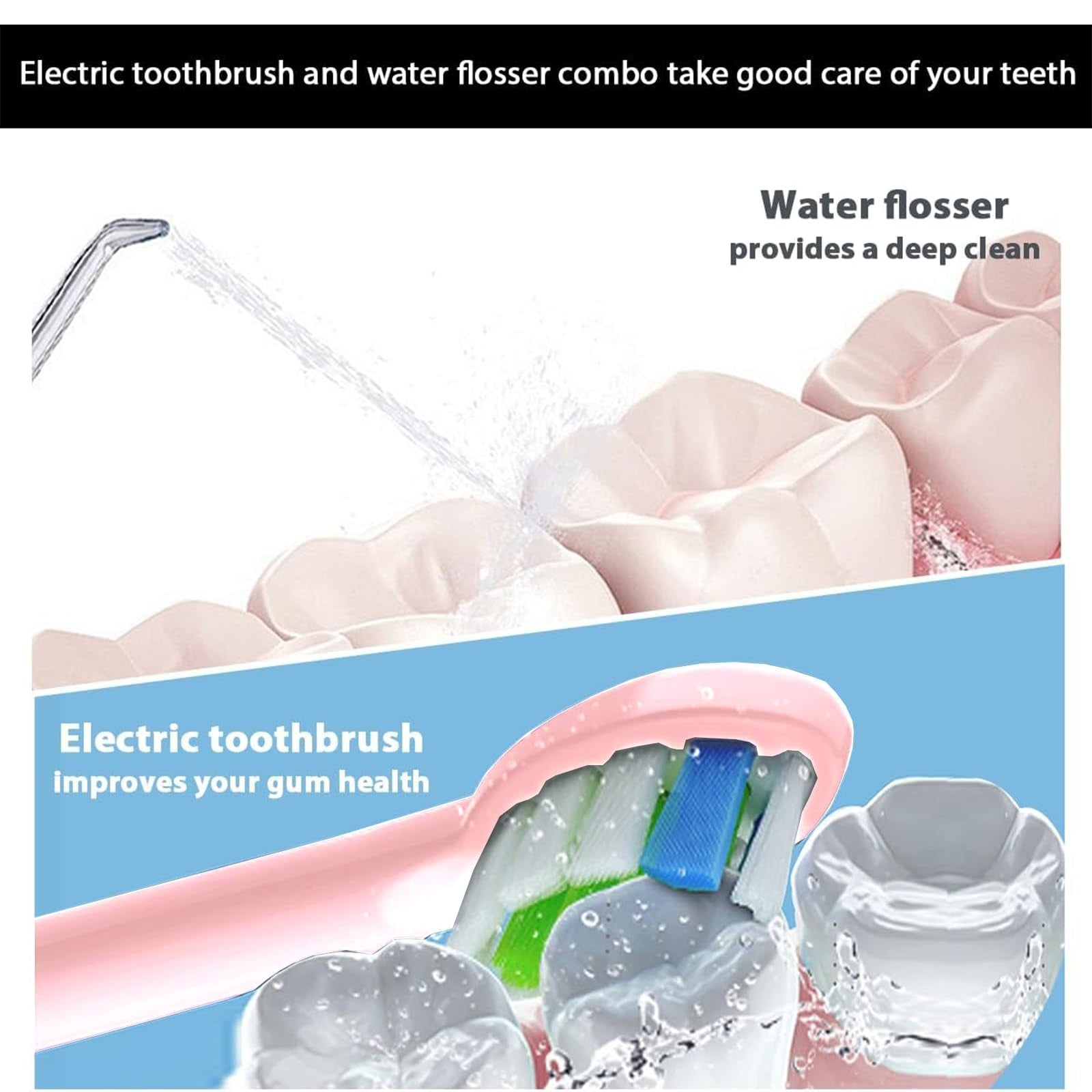2 in 1 Water Dental Flosser & Electric Toothbrush Combo for Teeth & Gum Health  4