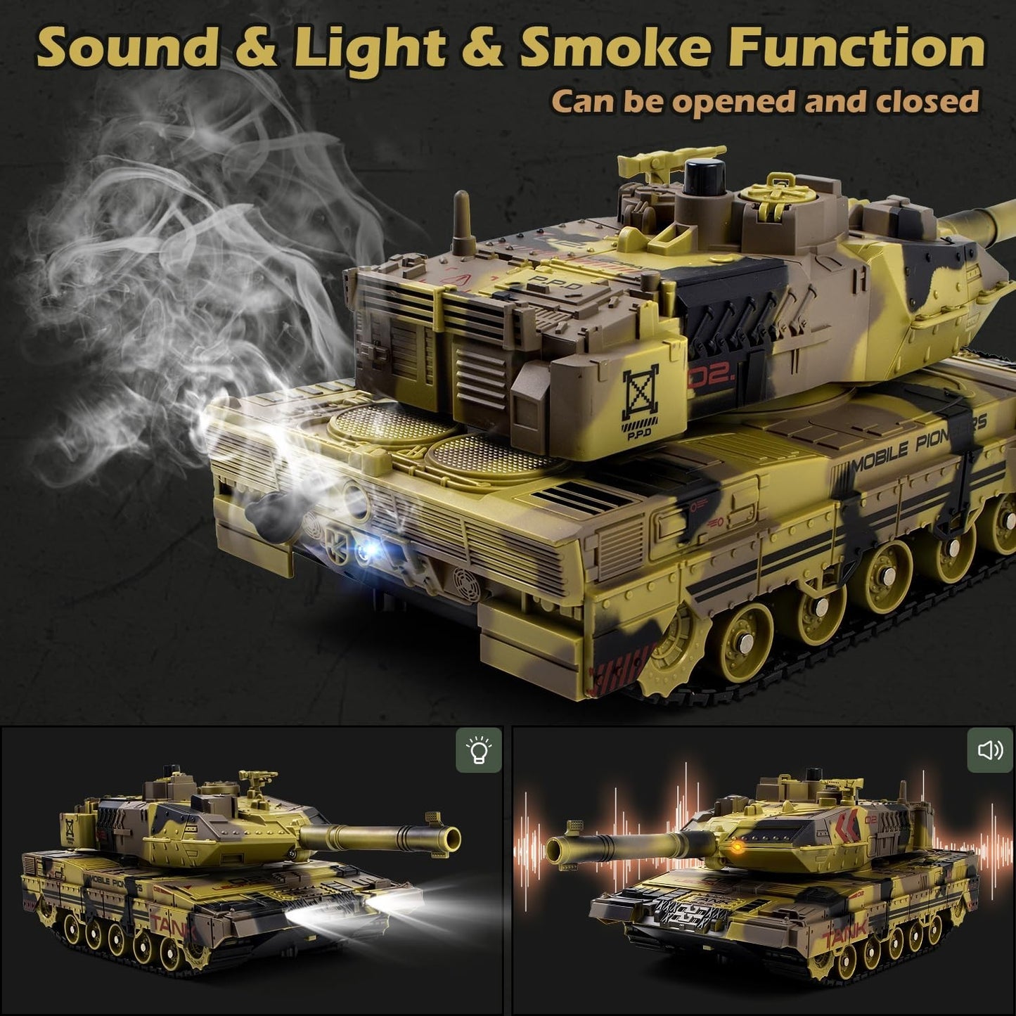 1/24 Scale RC Tank - 2.4GHz Remote Control Military Vehicle with 360° Turret, So3