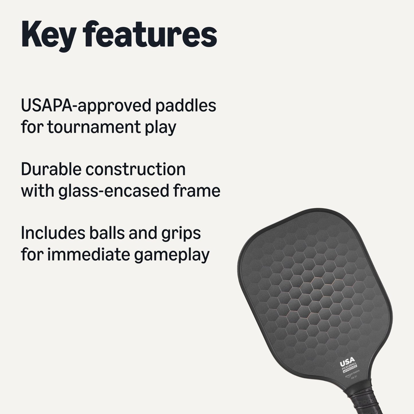 Set of 2 USAPA Approved Carbon Fiber Pickleball Paddles with 4 Balls & Carry Bag2