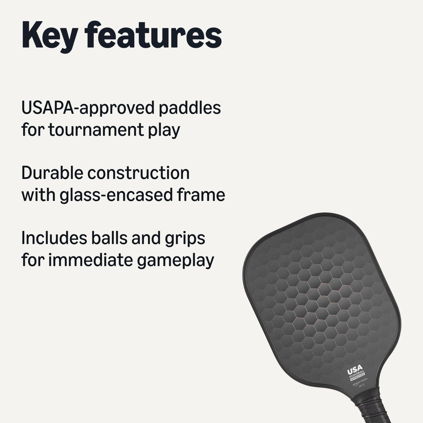 Set of 2 USAPA Approved Carbon Fiber Pickleball Paddles with 4 Balls & Carry Bag2