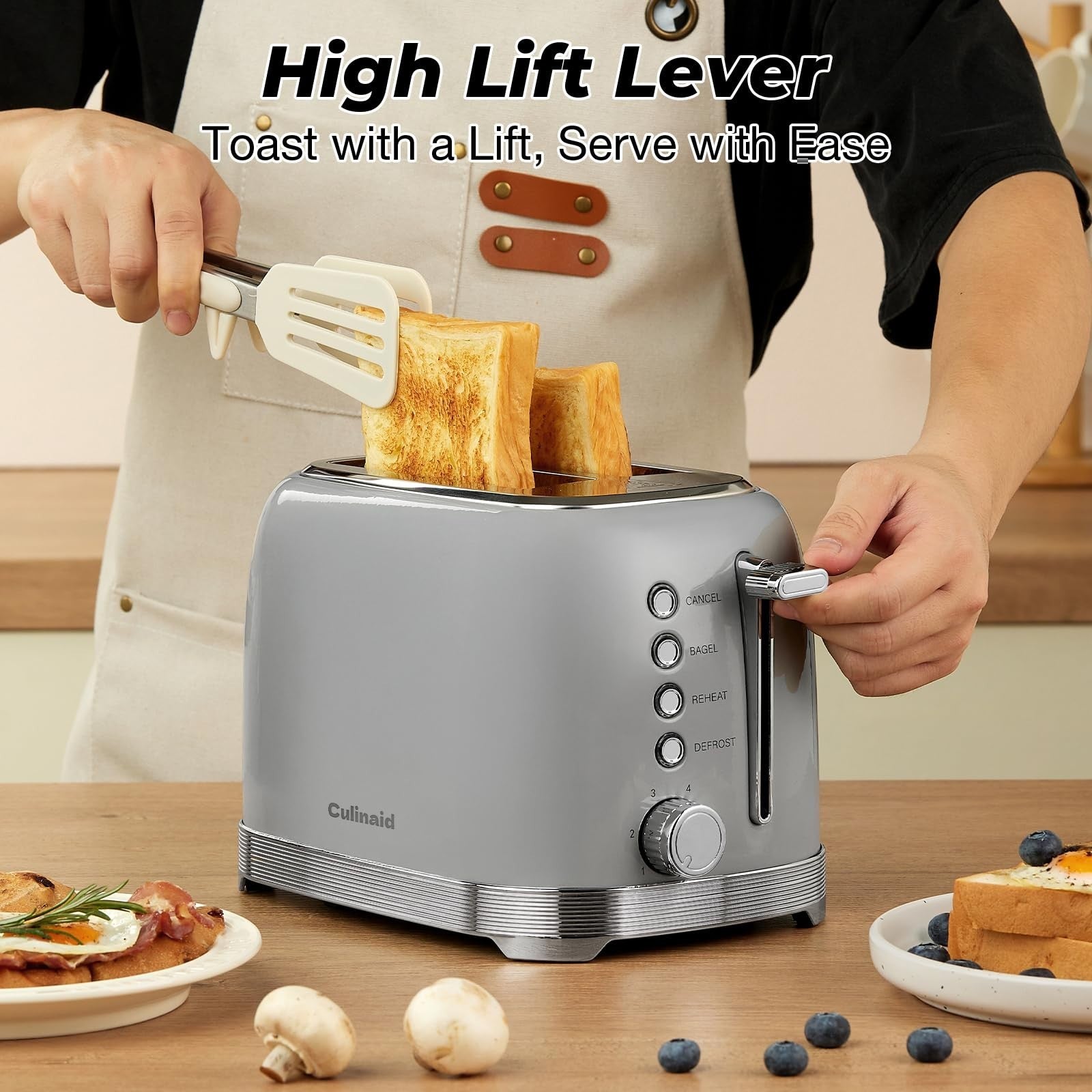 Retro 2 Slice Stainless Steel Toaster   Gray, Compact Design, Fast Toasting2
