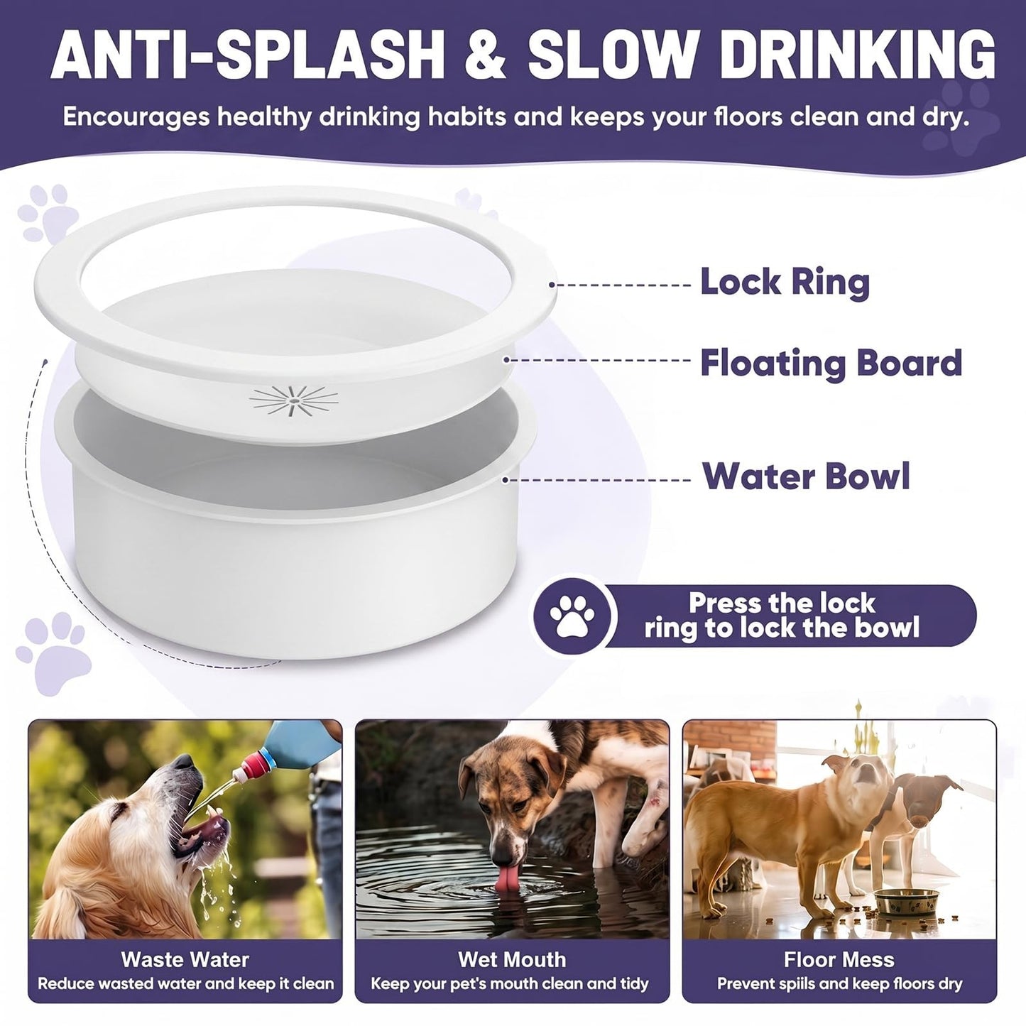 Elevated Dog Bowls for Large Breeds   Adjustable Height Slow Feeder Stand 9 14in5